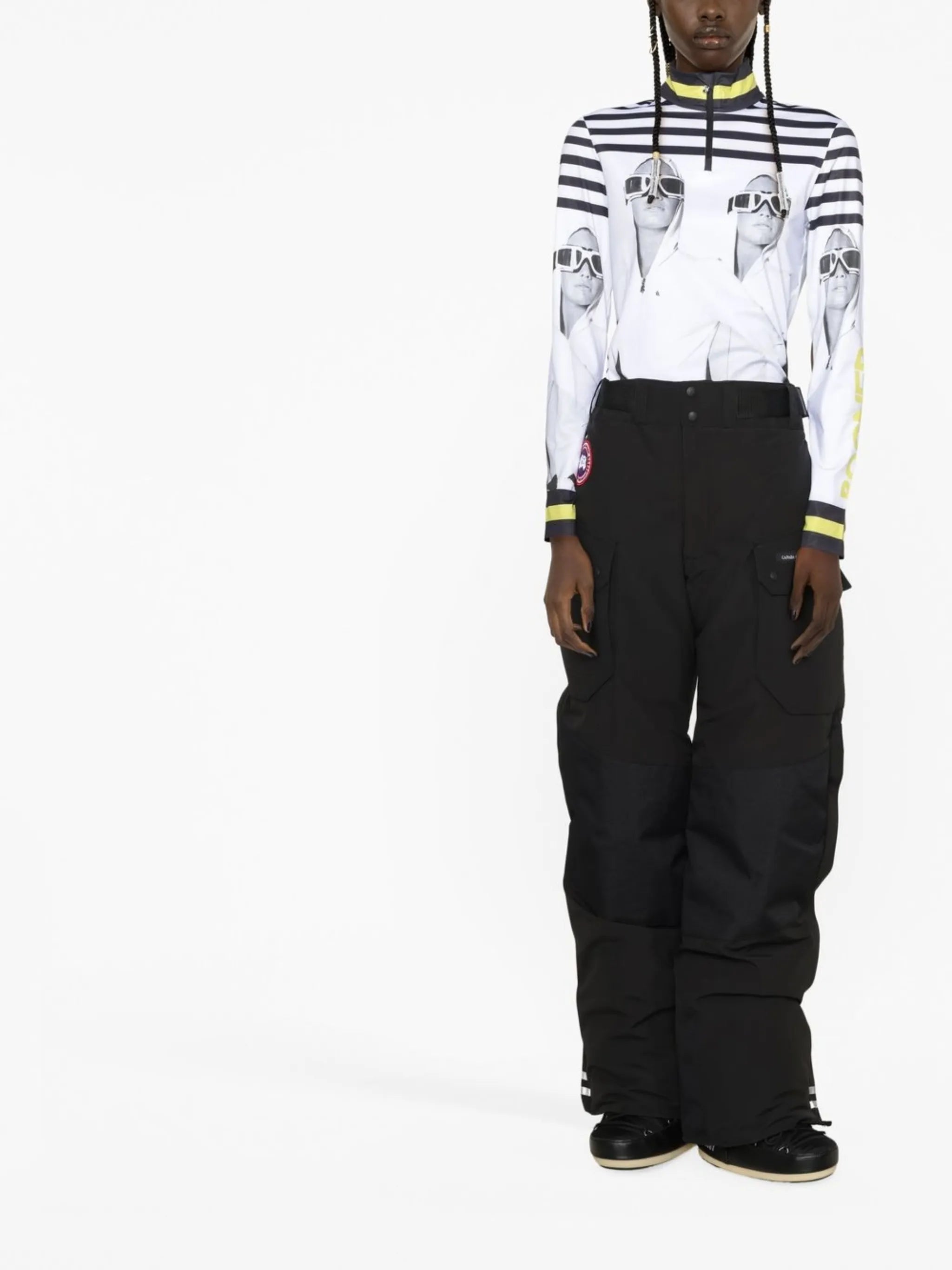 graphic-print long-sleeved top