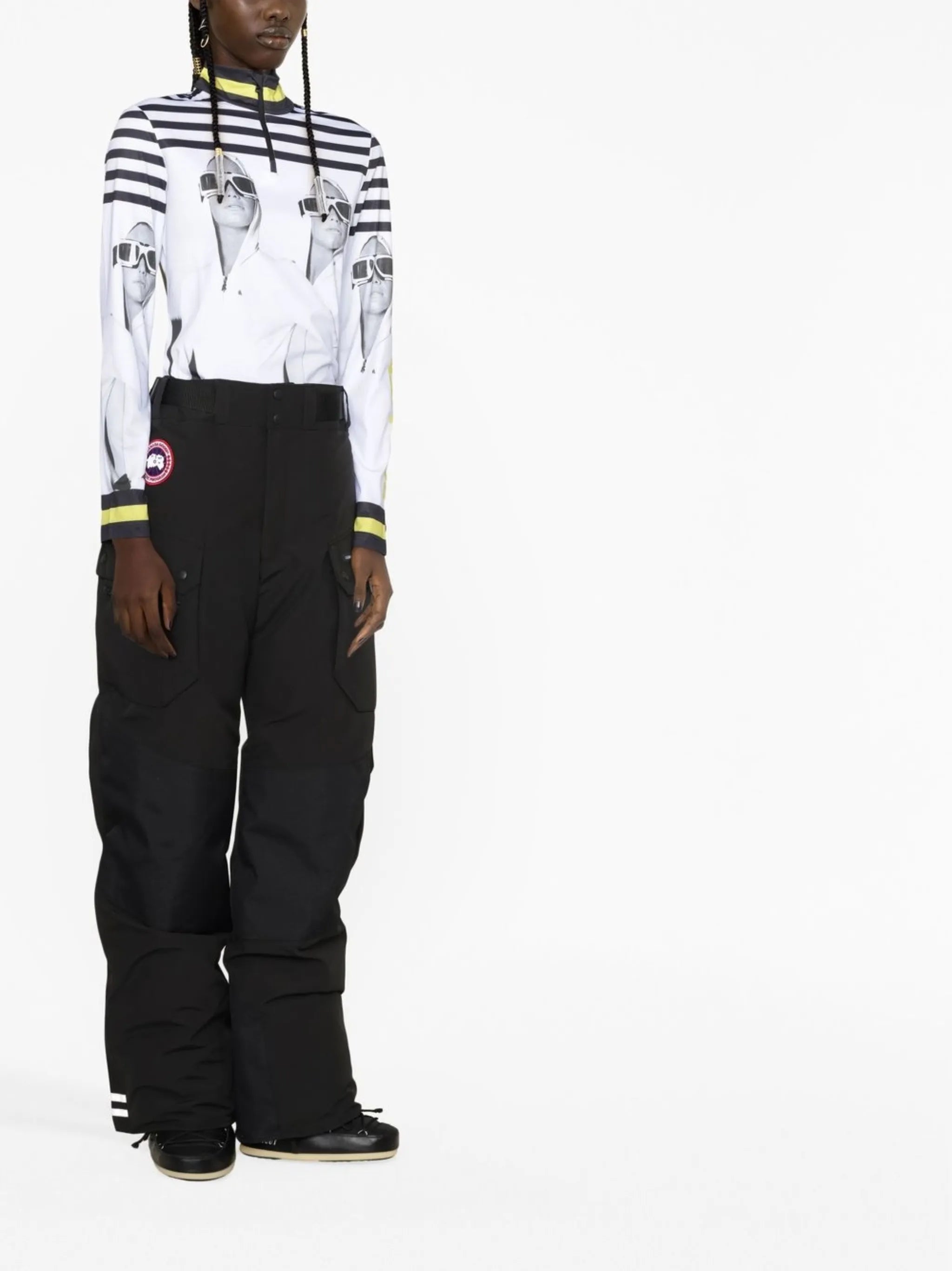 graphic-print long-sleeved top