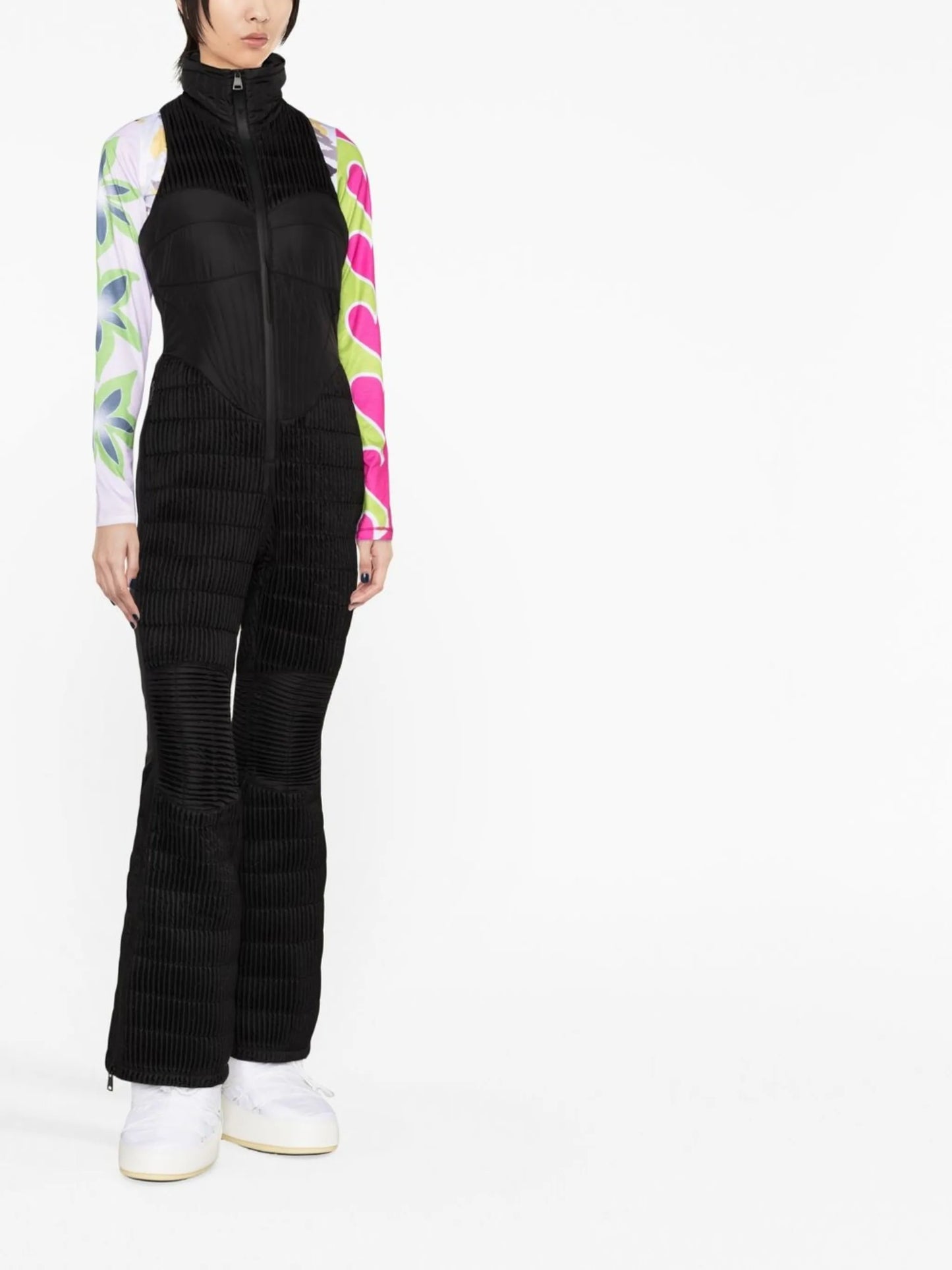 sleeveless quilted ski jumpsuit