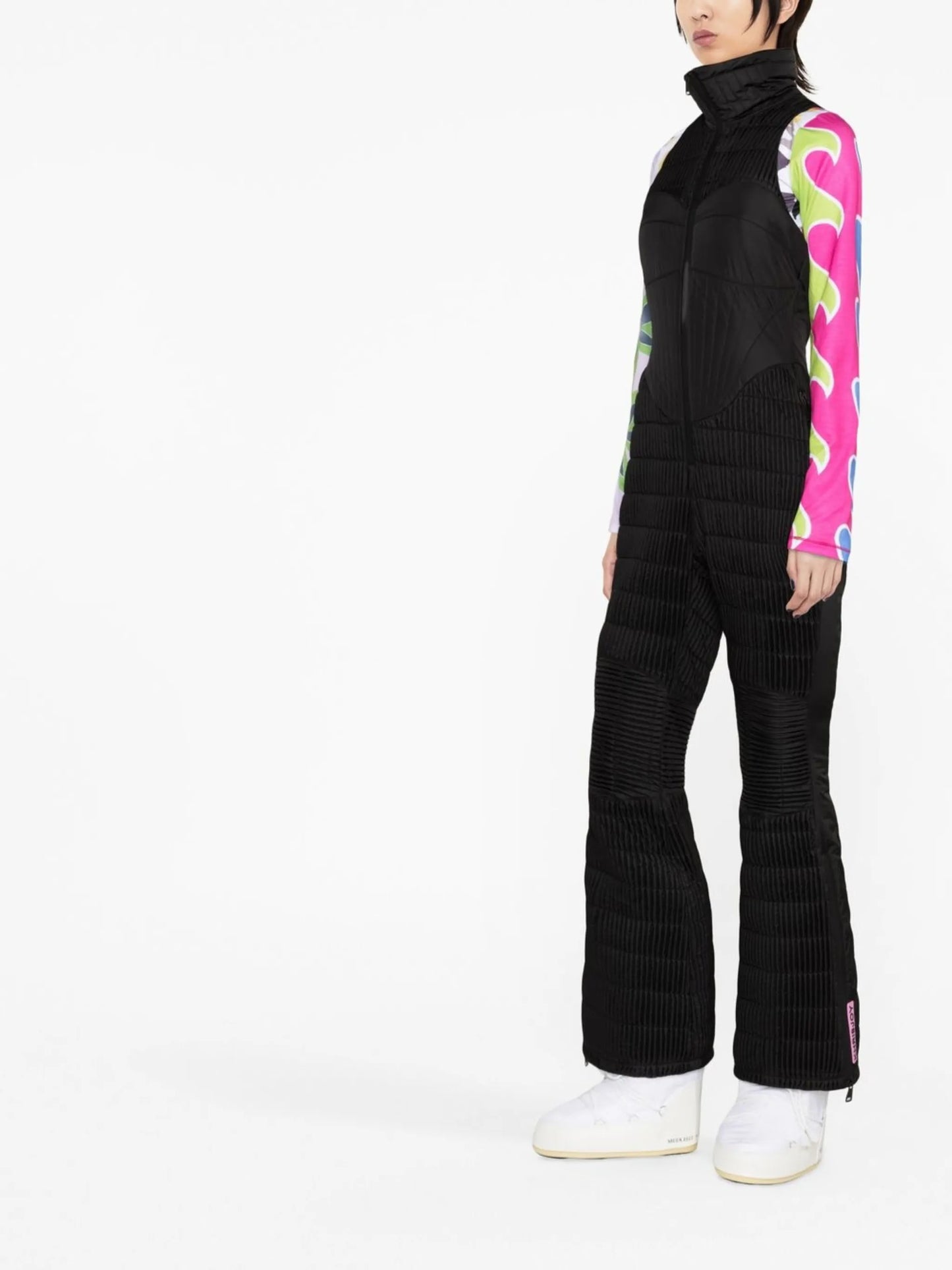 sleeveless quilted ski jumpsuit