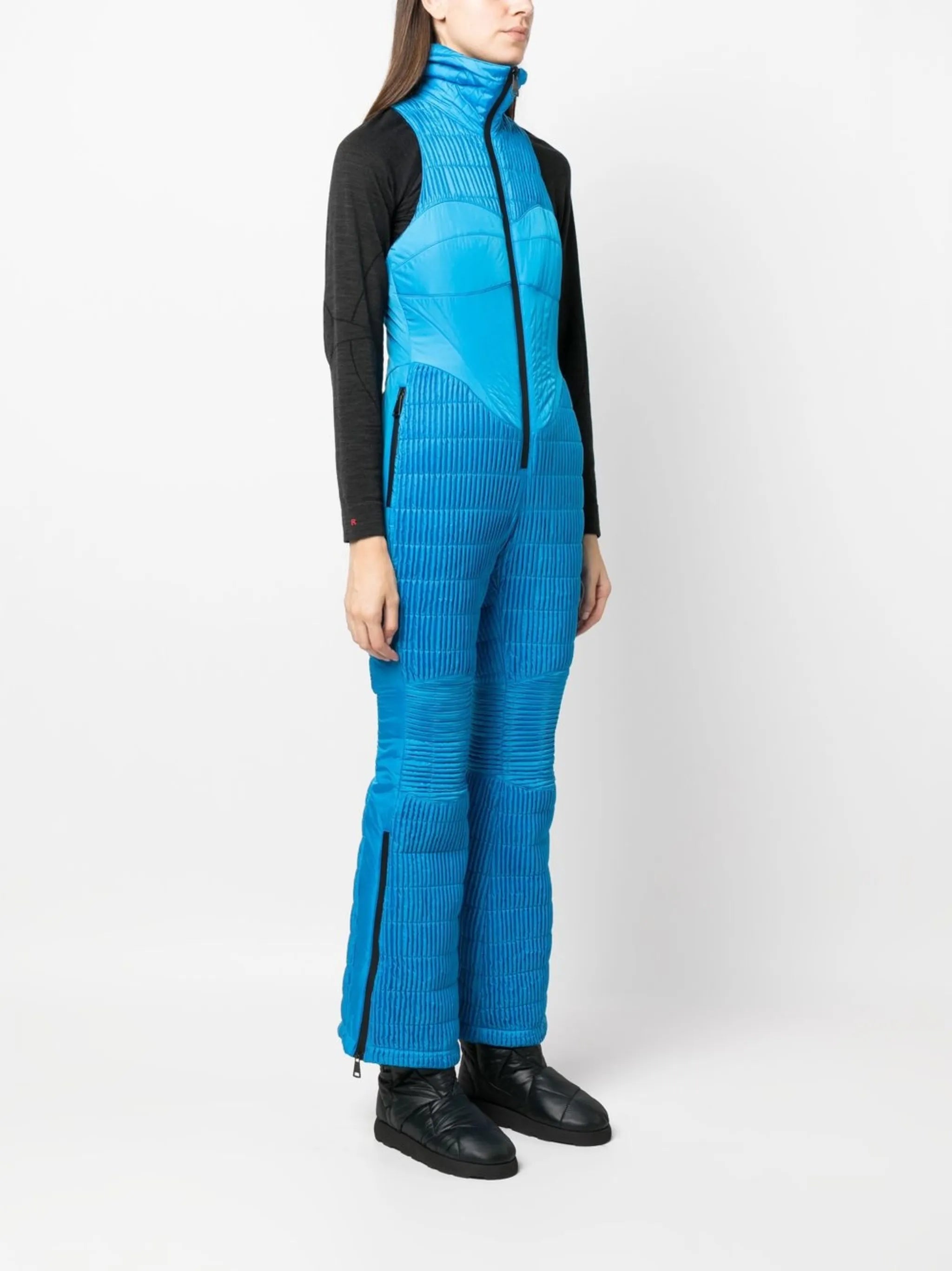 sleeveless quilted ski jumpsuit