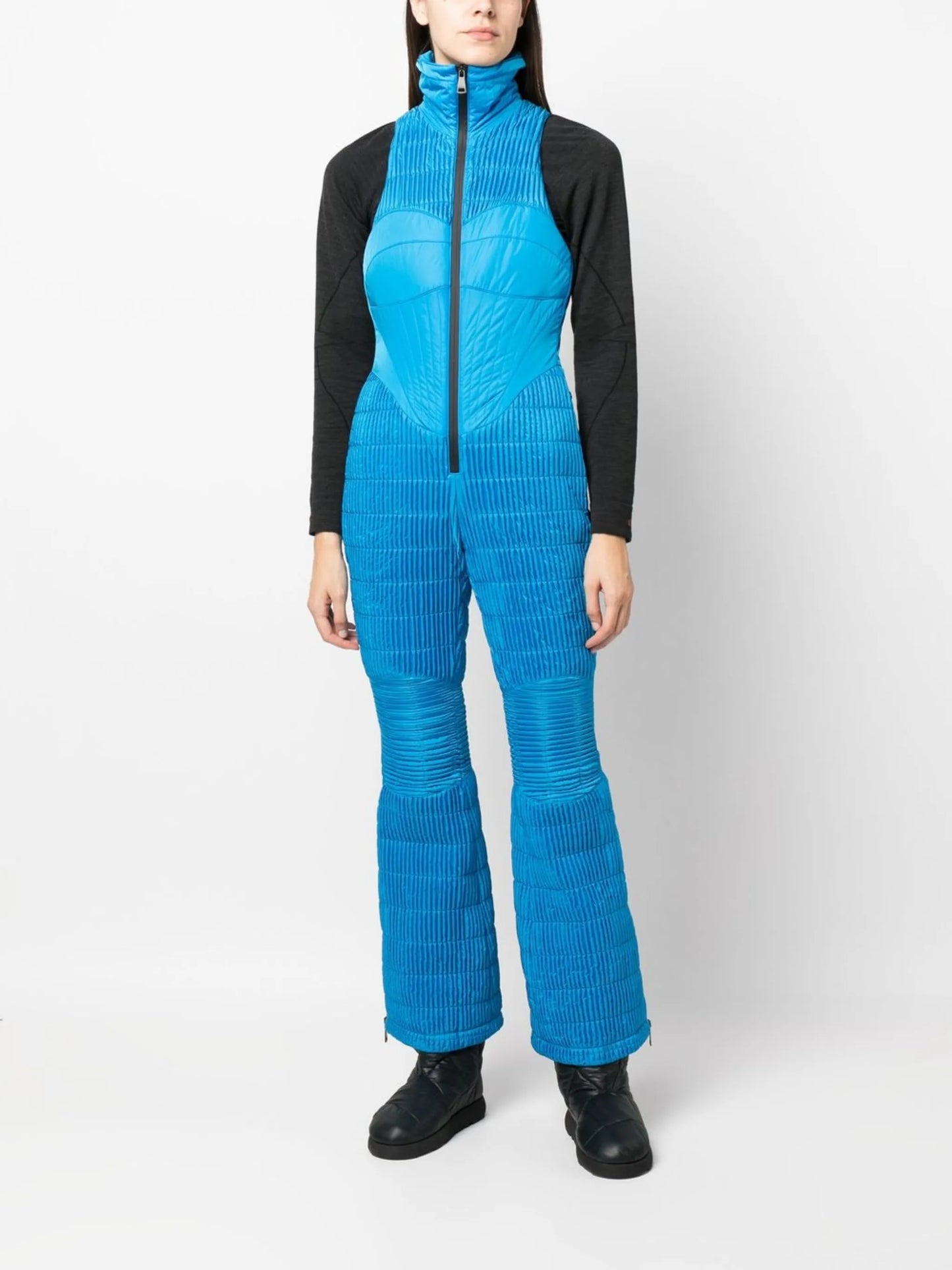 sleeveless quilted ski jumpsuit
