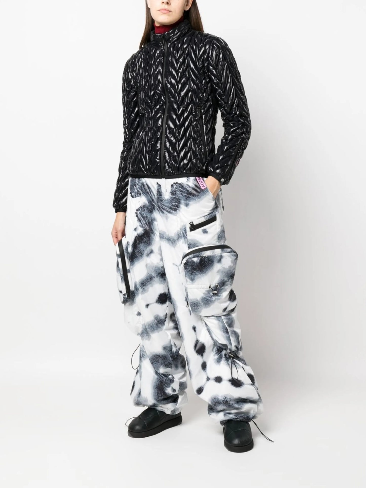 Chevron-quilted ski jacket