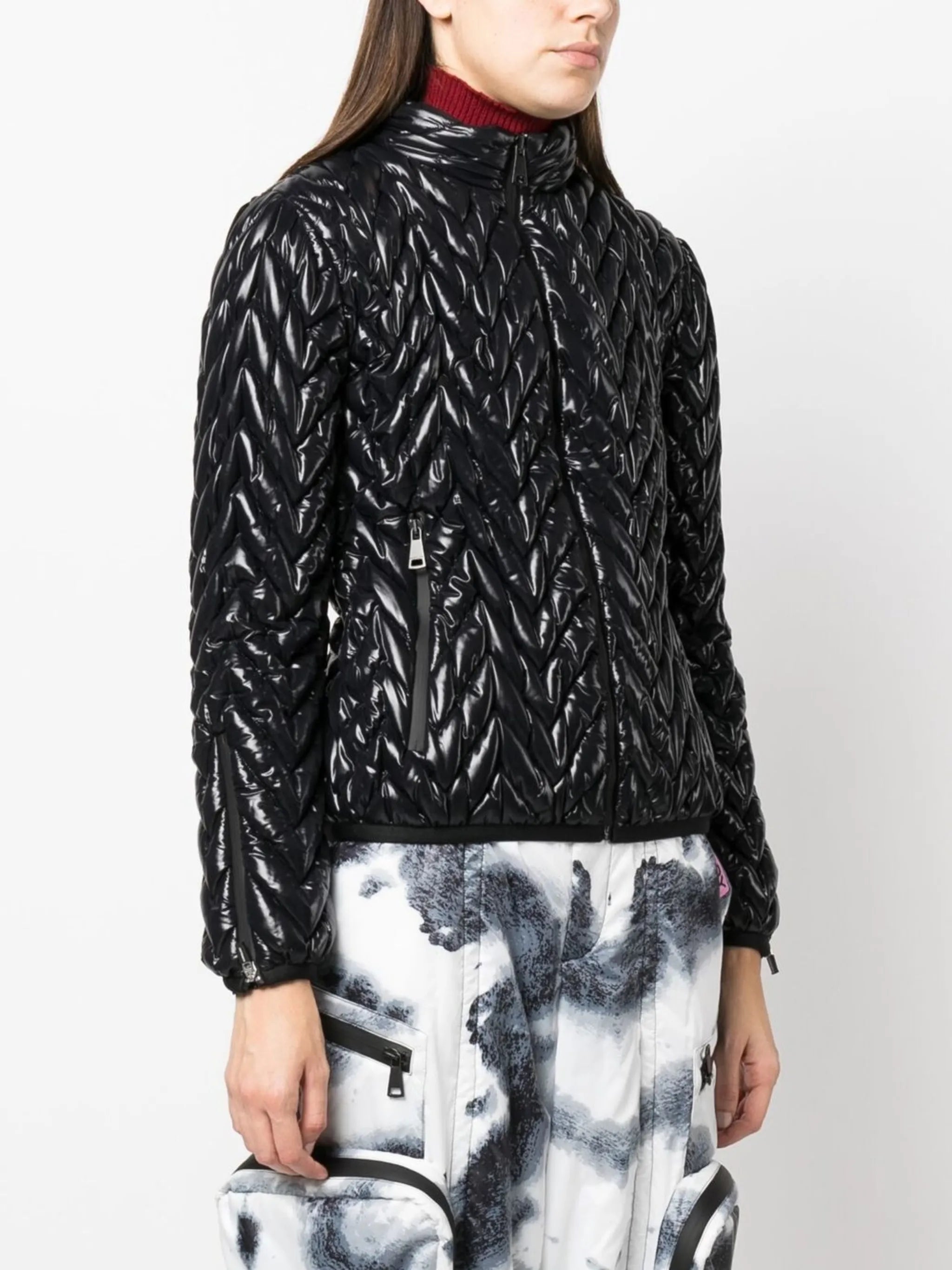 Chevron-quilted ski jacket