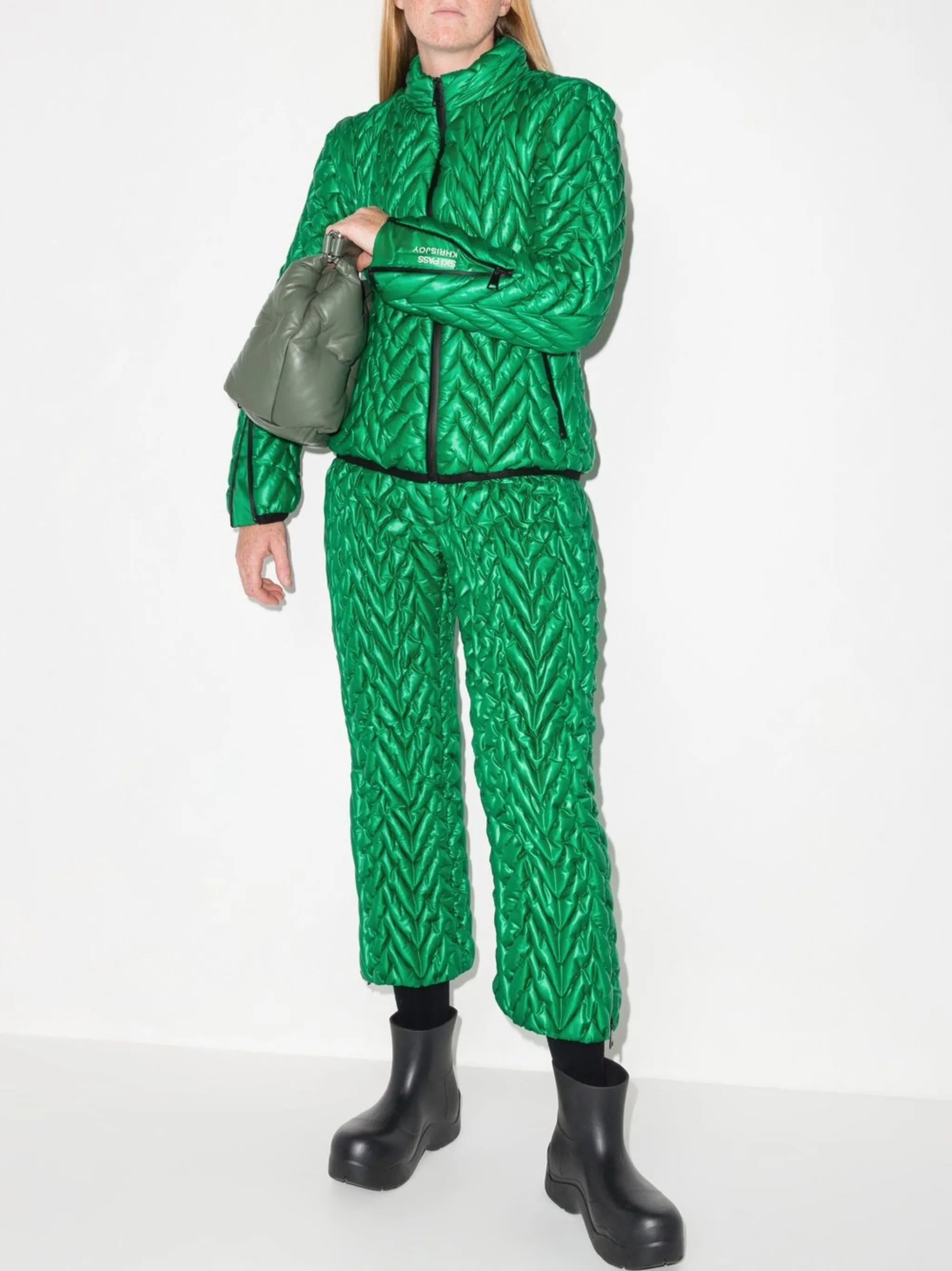 quilted zip-fastening jacket