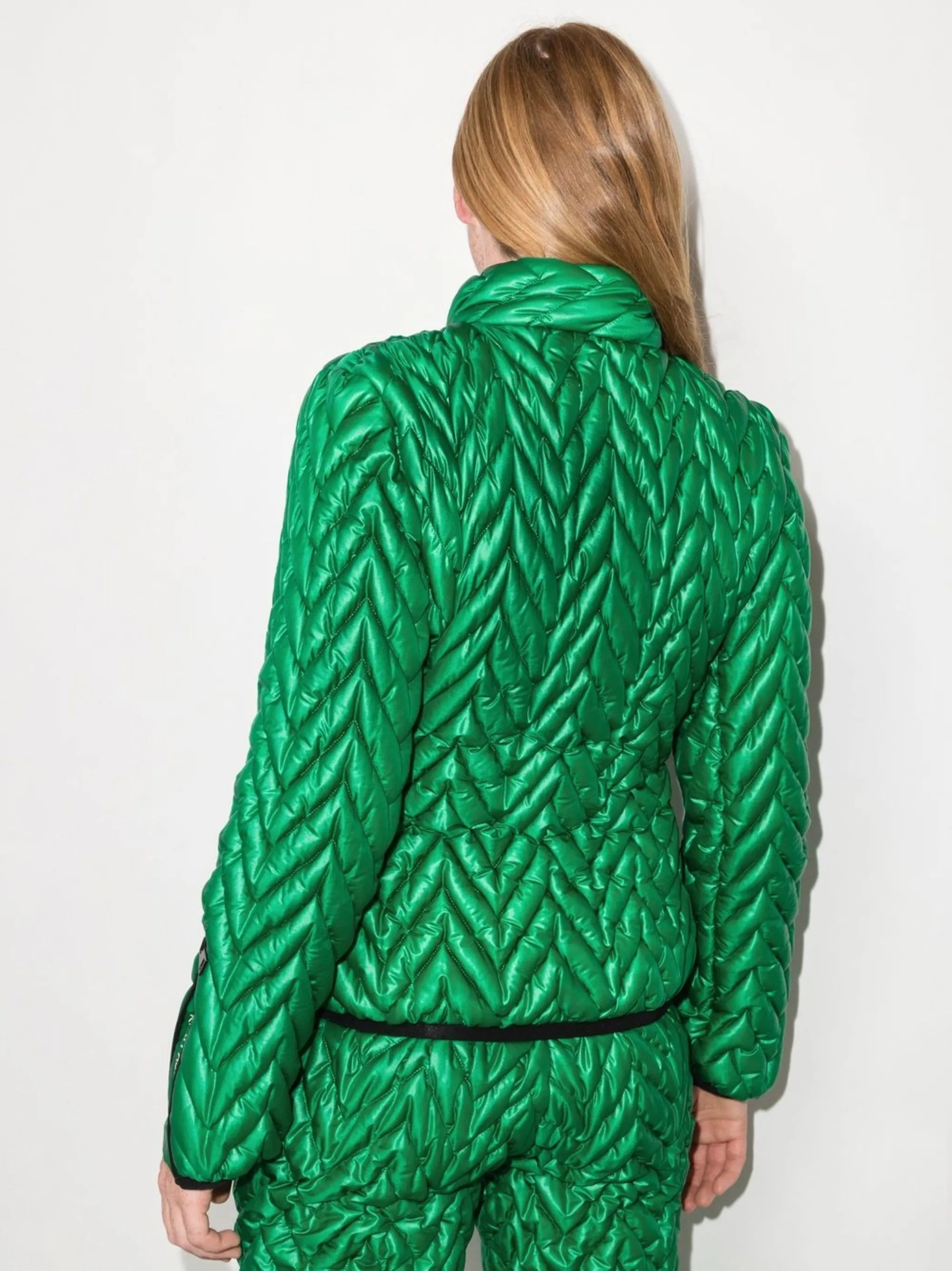 quilted zip-fastening jacket