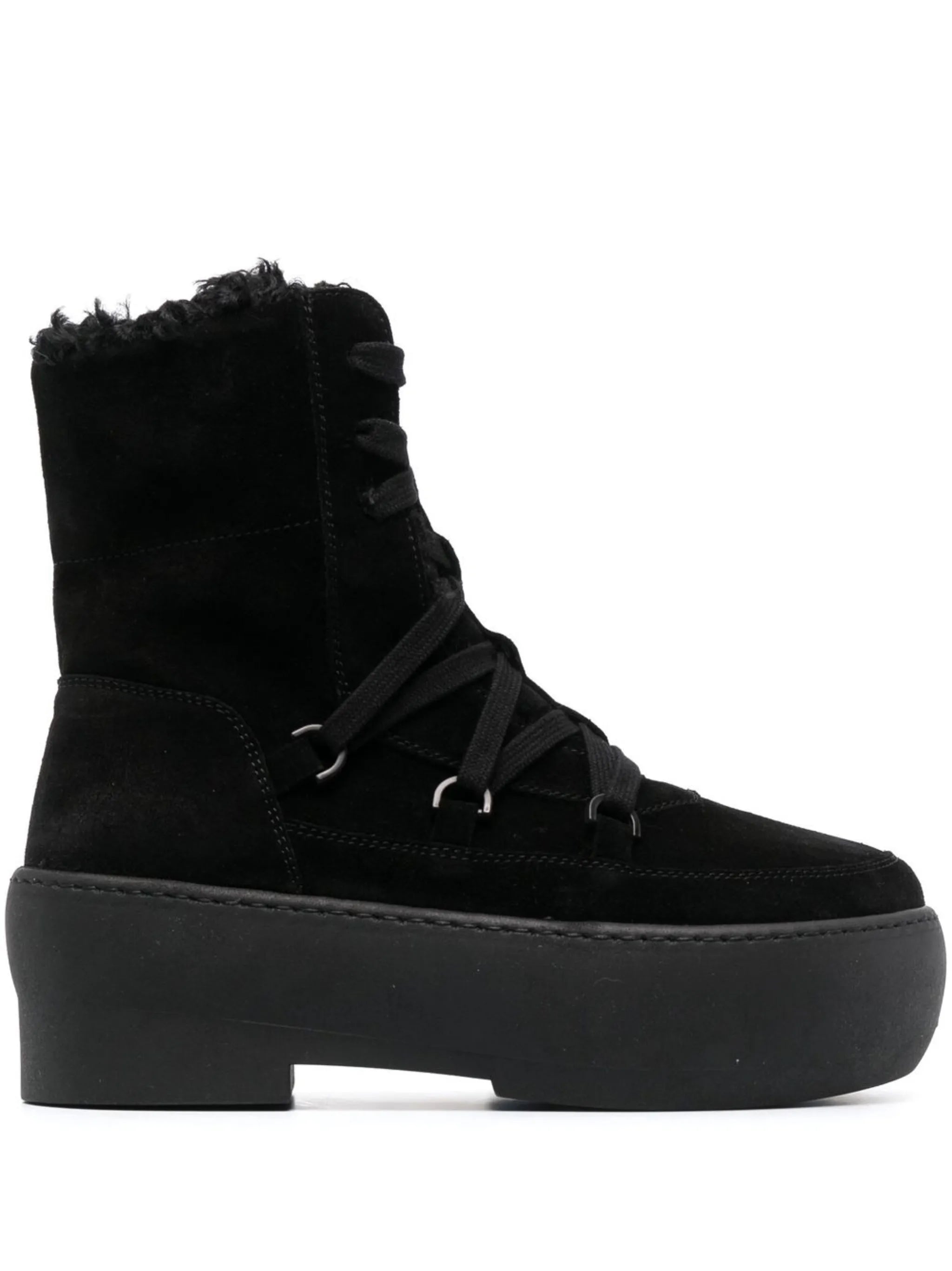 flatform lace-up suede boots