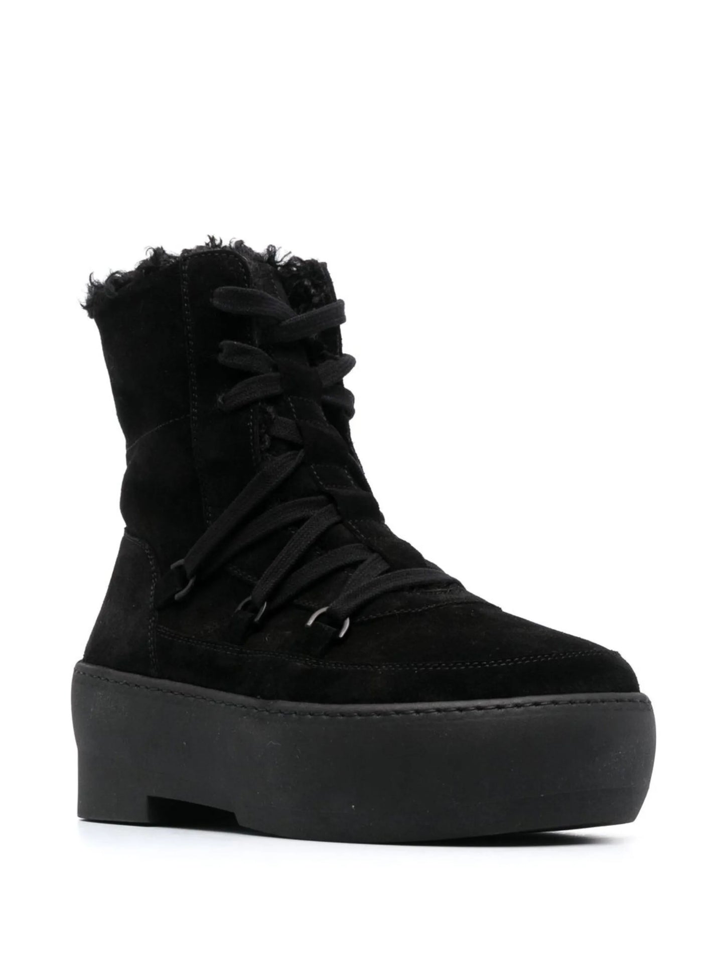 flatform lace-up suede boots