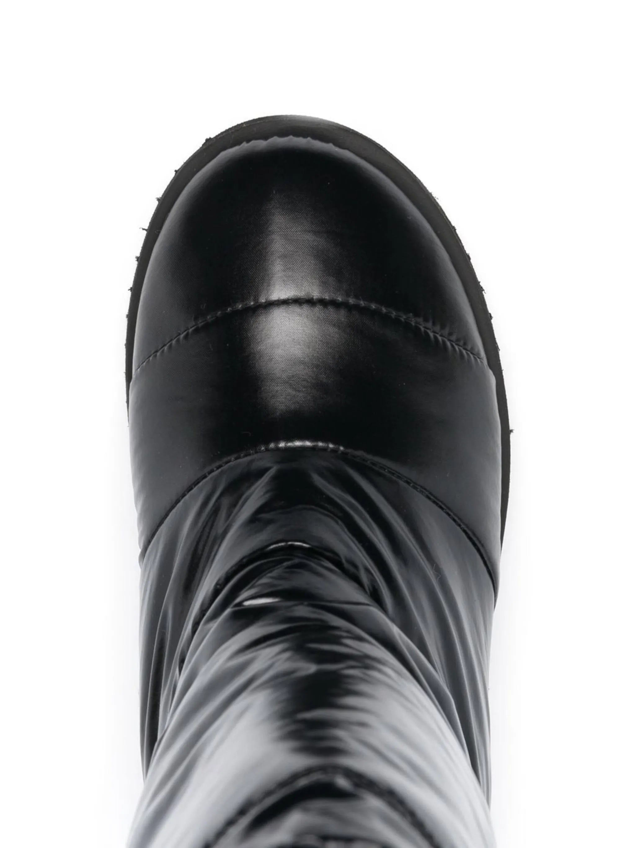 patent padded knee-high boots