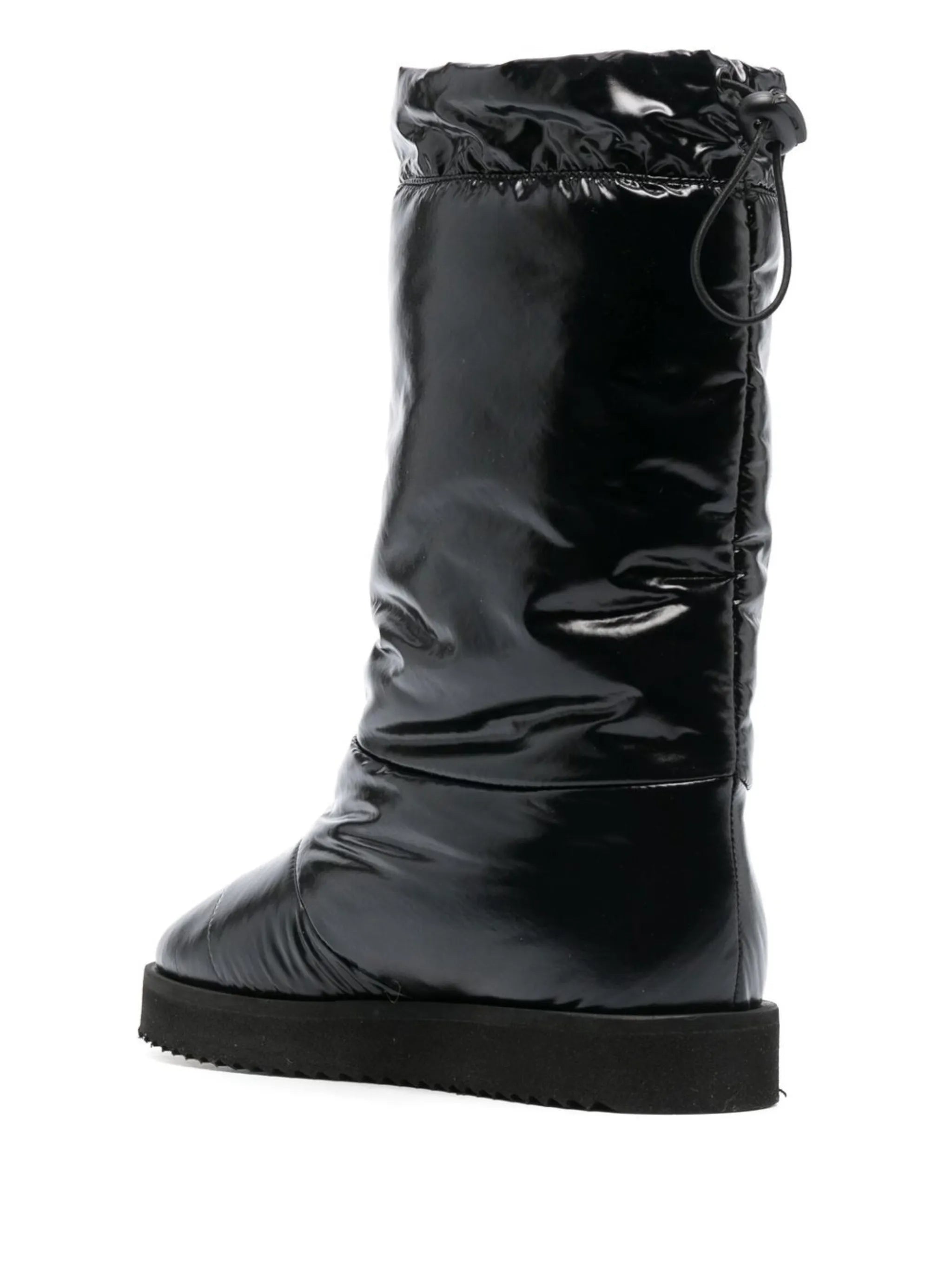 patent padded knee-high boots