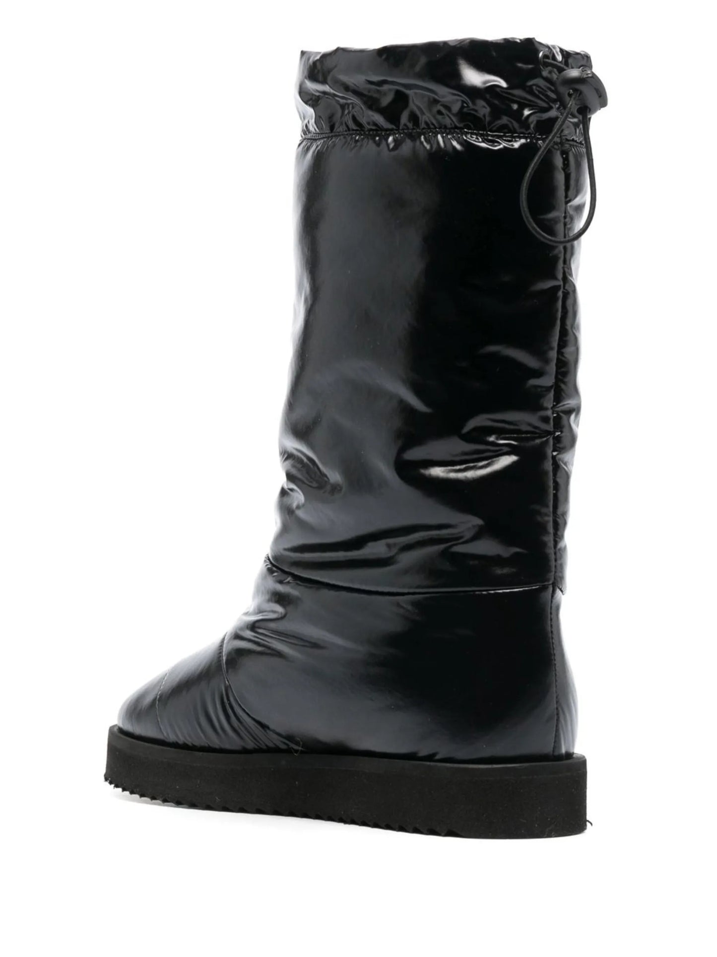 patent padded knee-high boots