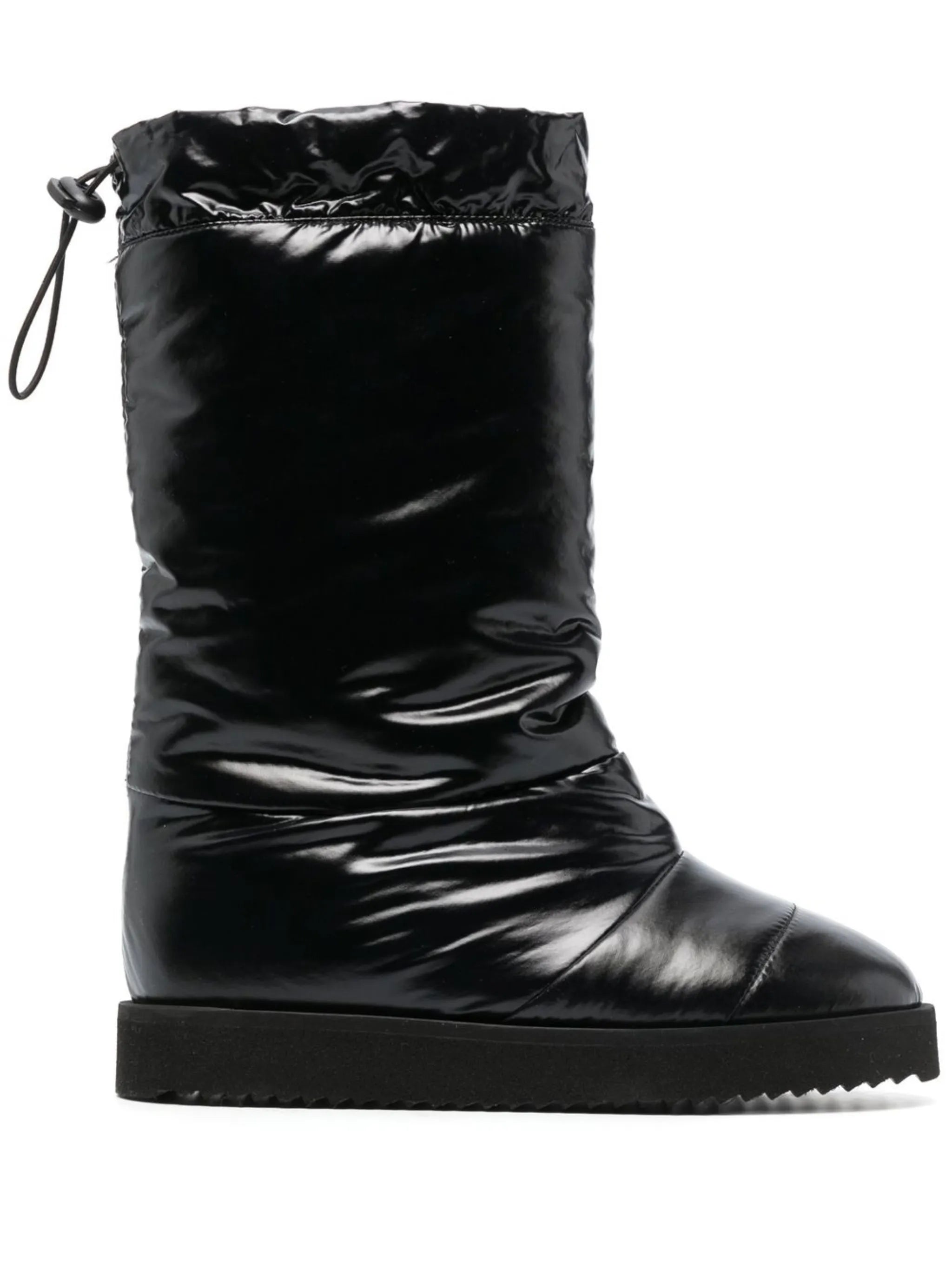 patent padded knee-high boots