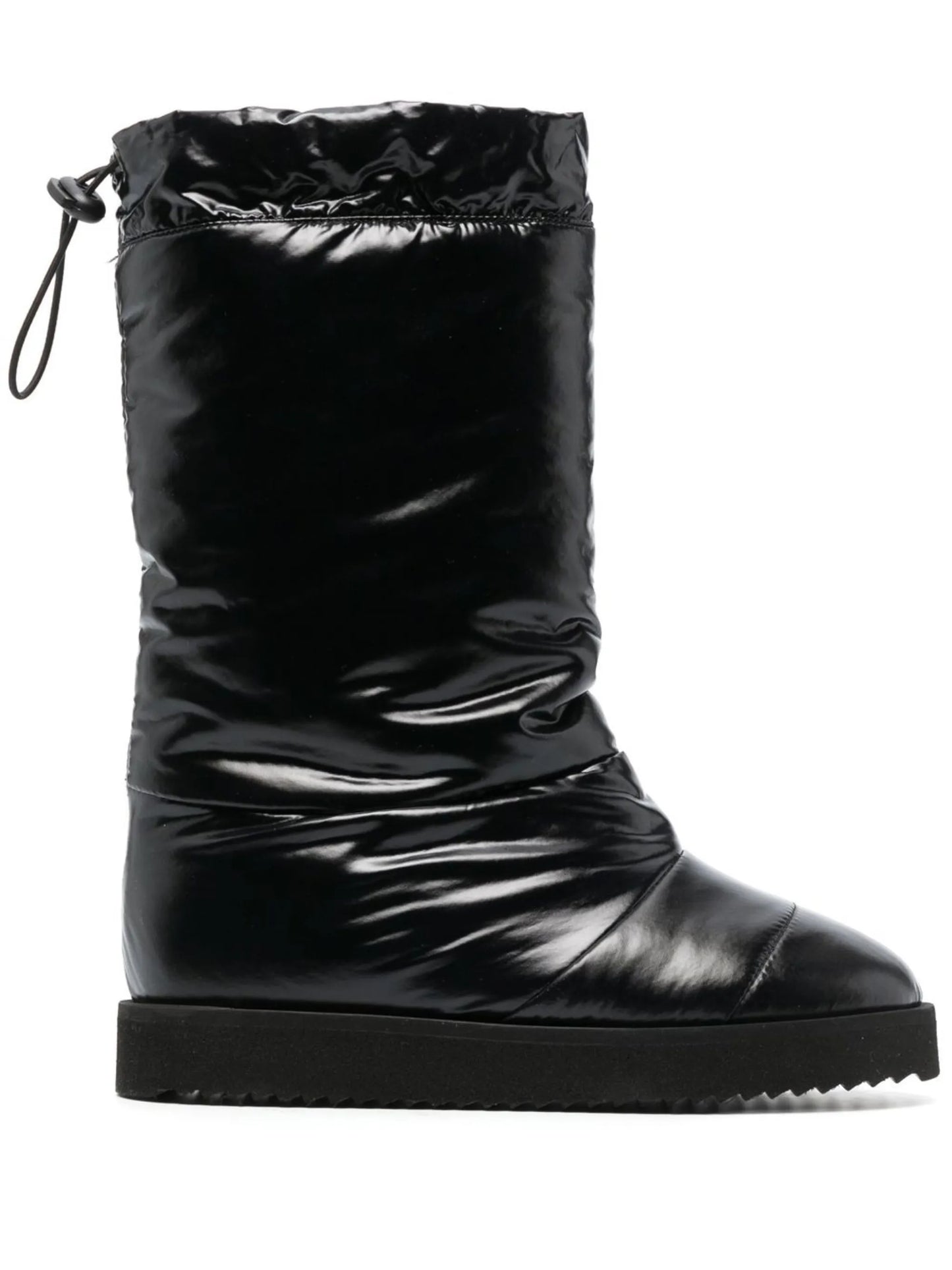patent padded knee-high boots