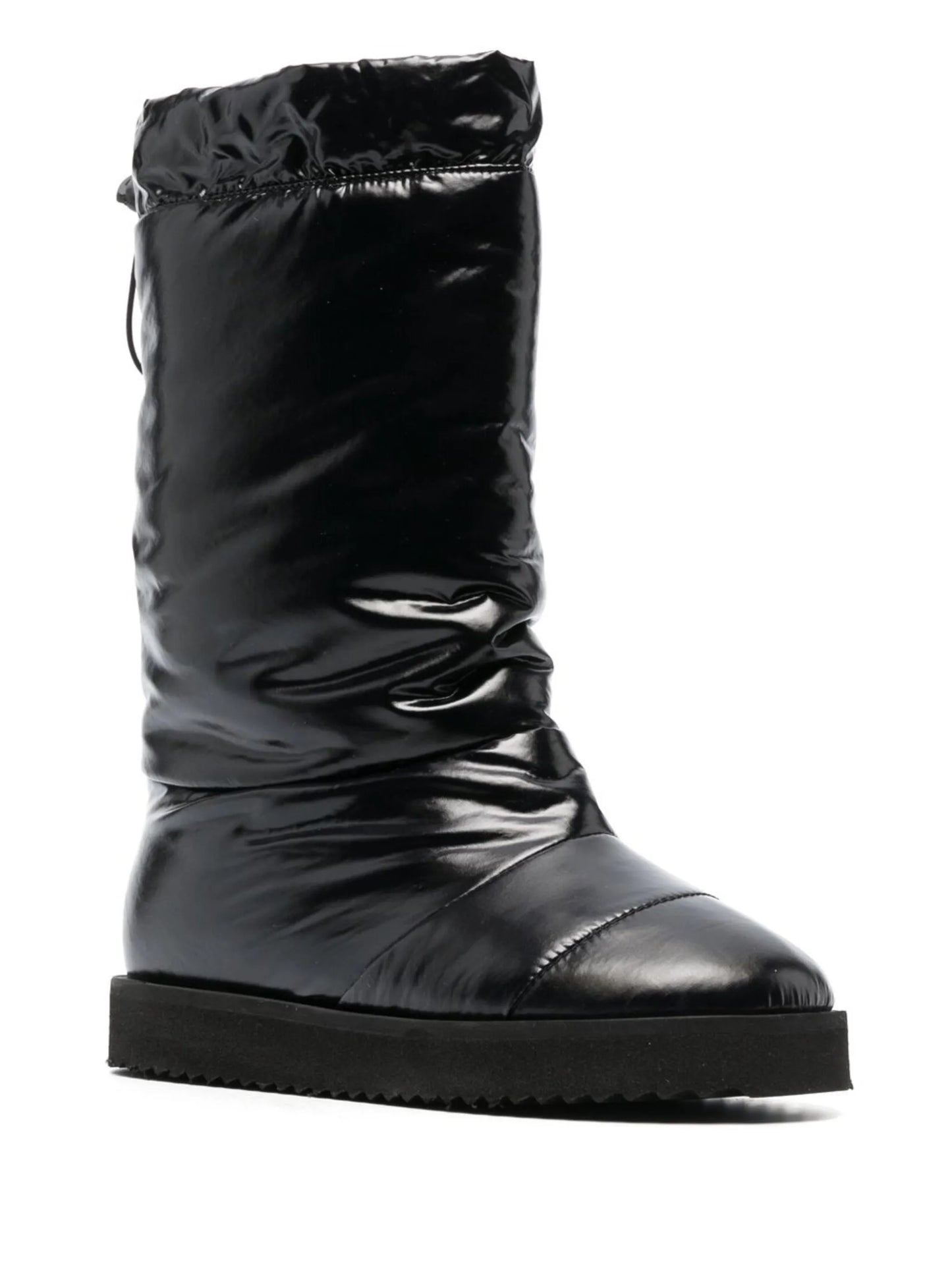 patent padded knee-high boots