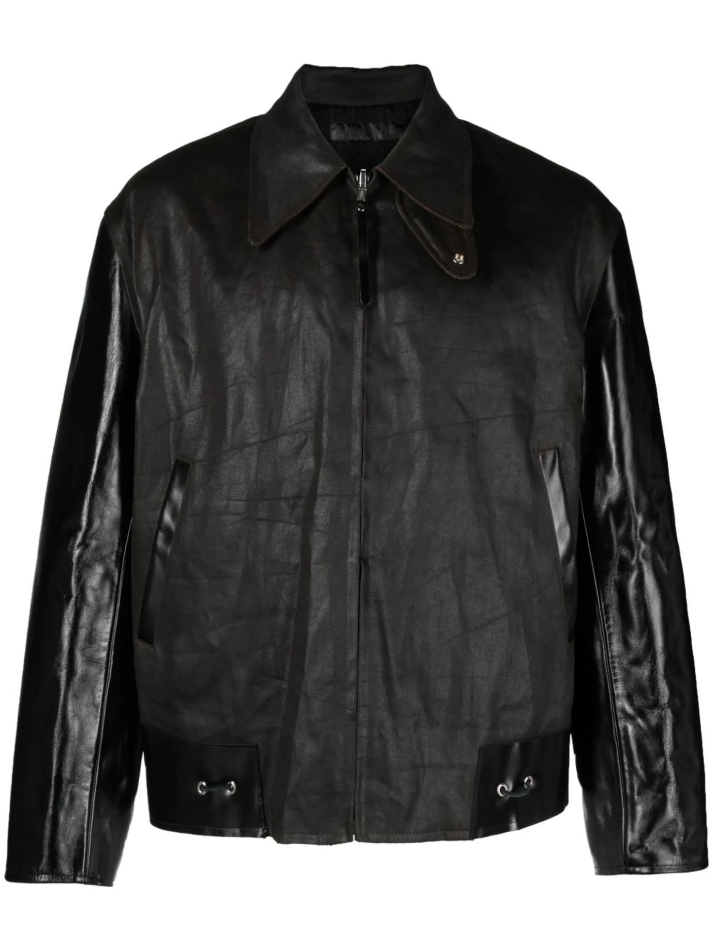 zip-up leather jacket