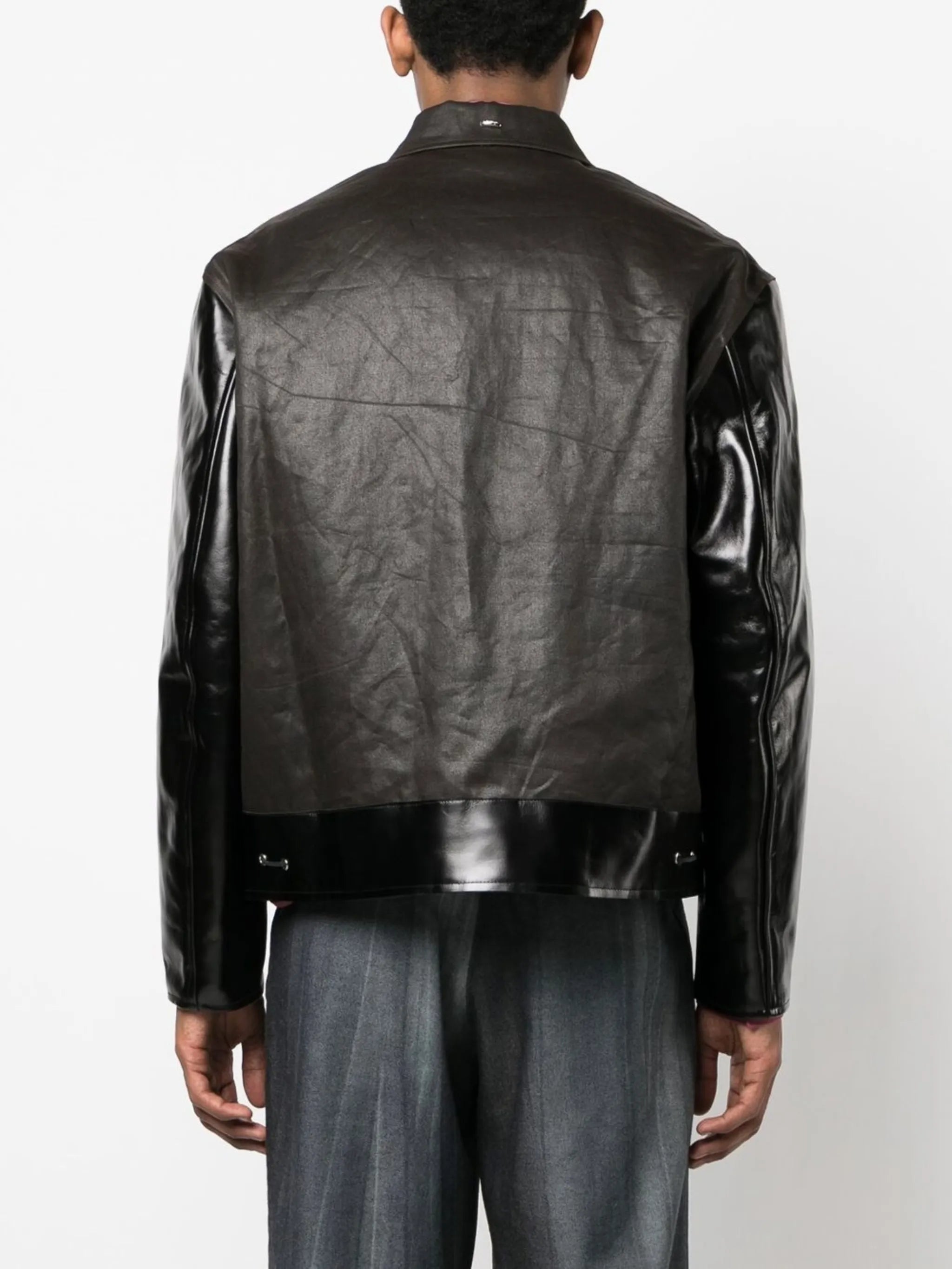 zip-up leather jacket