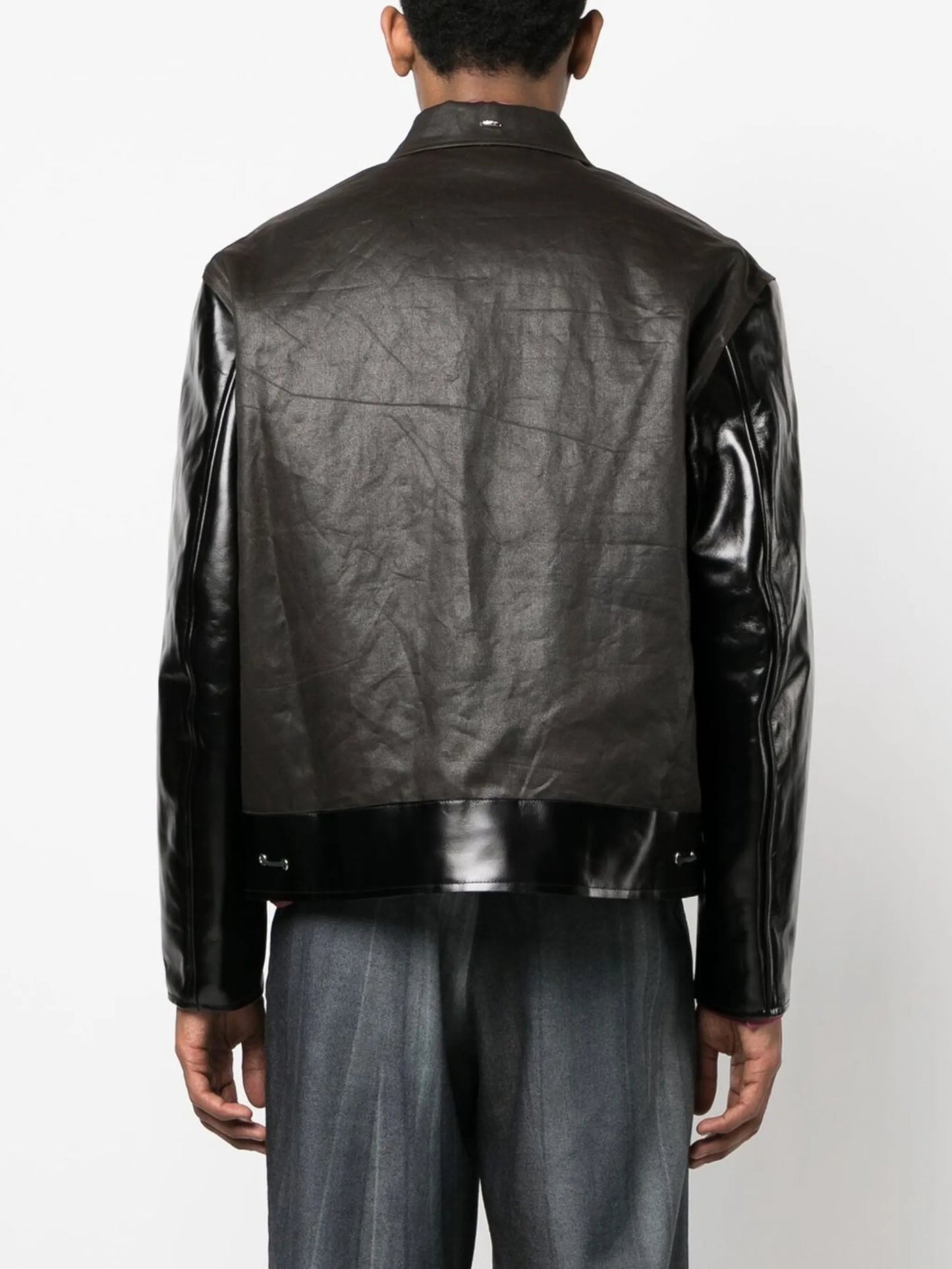 zip-up leather jacket