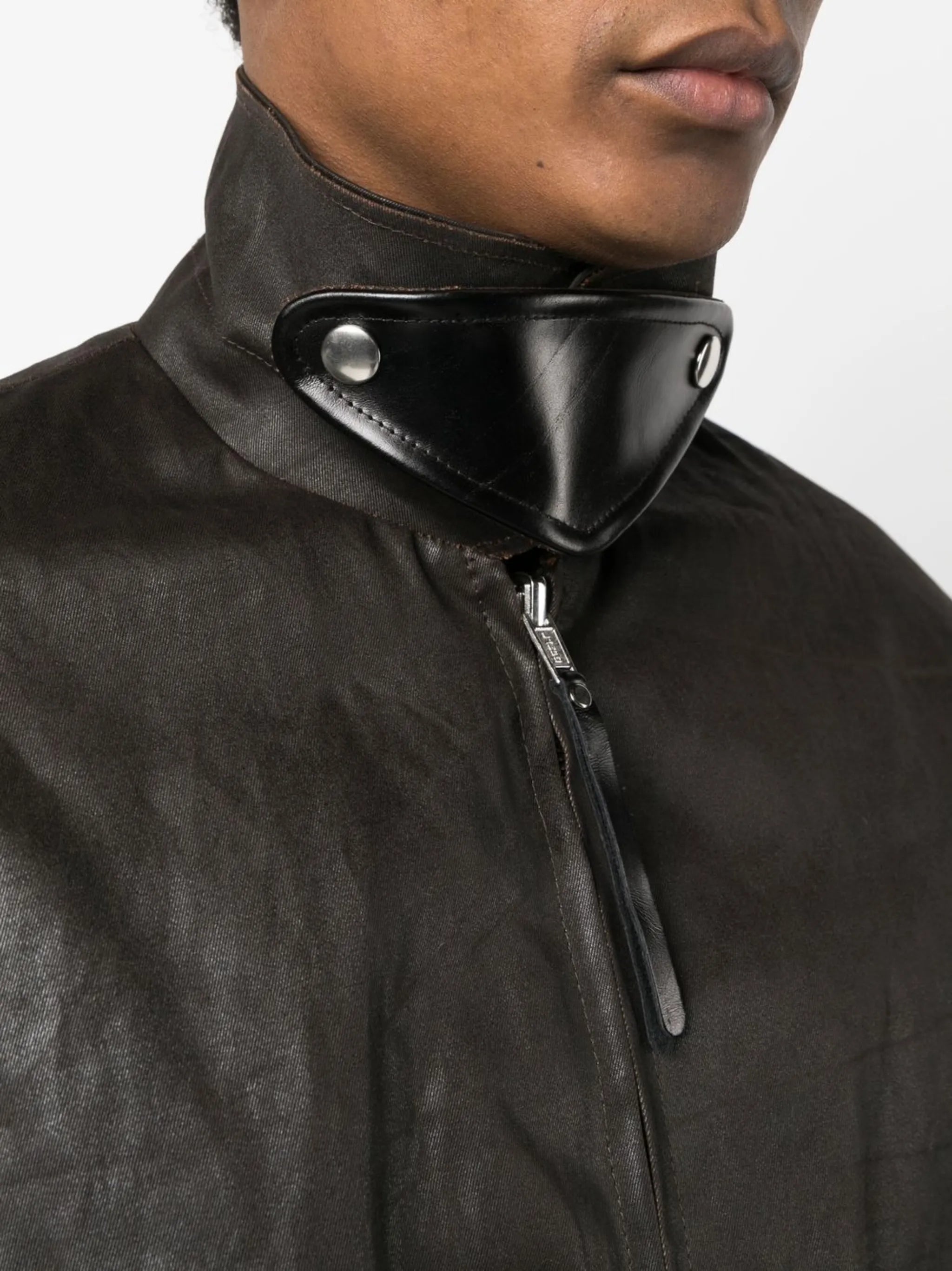 zip-up leather jacket