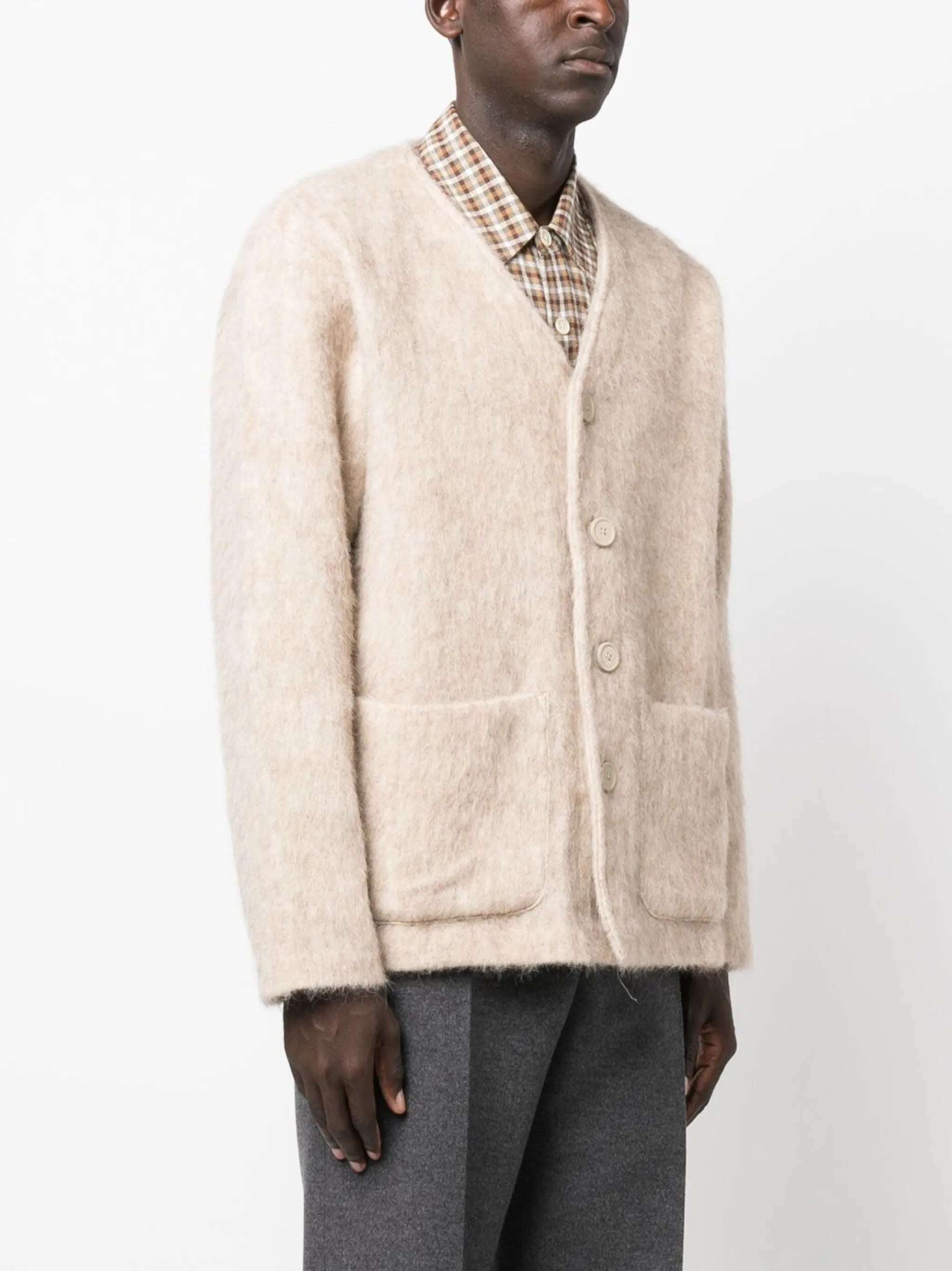 textured-knit cardigan