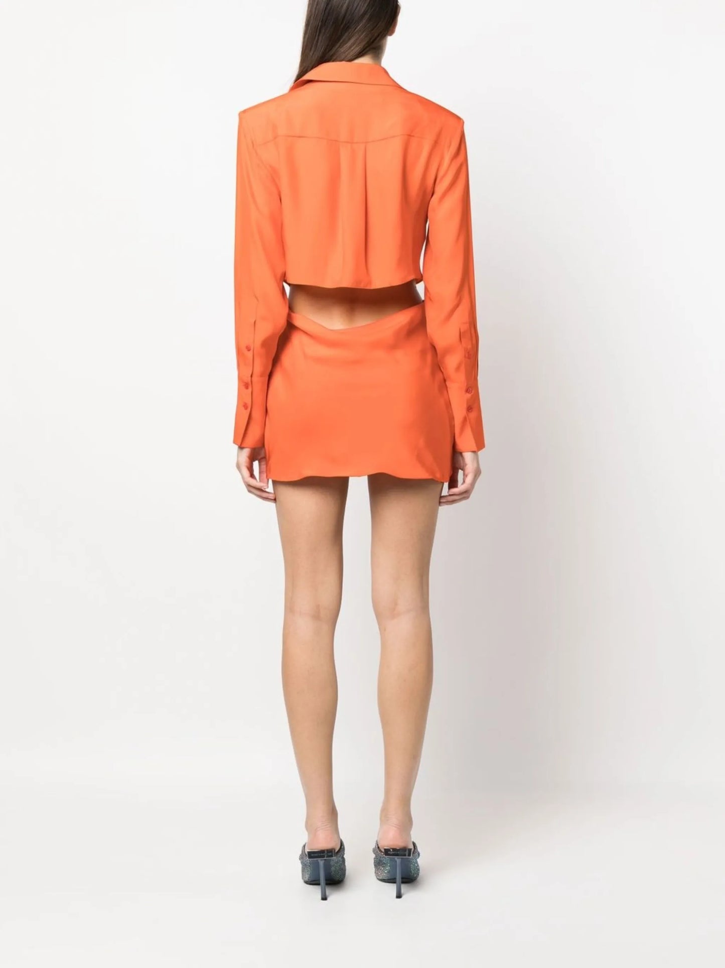 twist-detail cut-out shirt dress