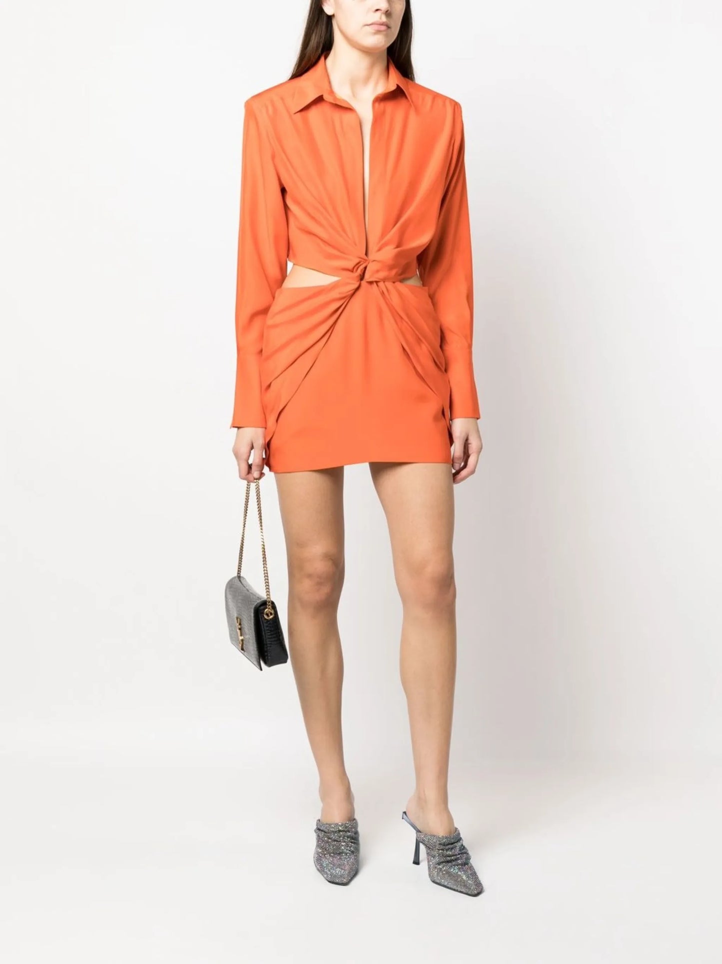 twist-detail cut-out shirt dress