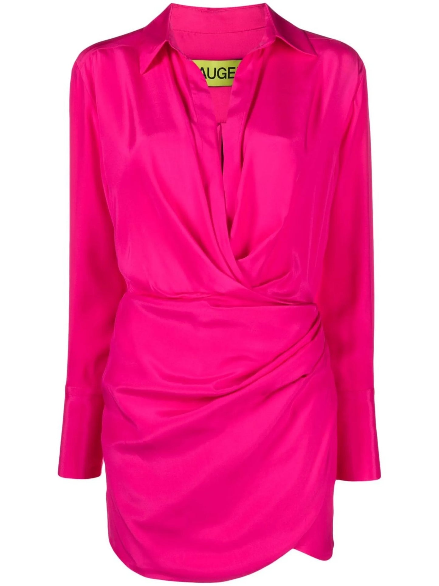 gathered detail silk shirt dress