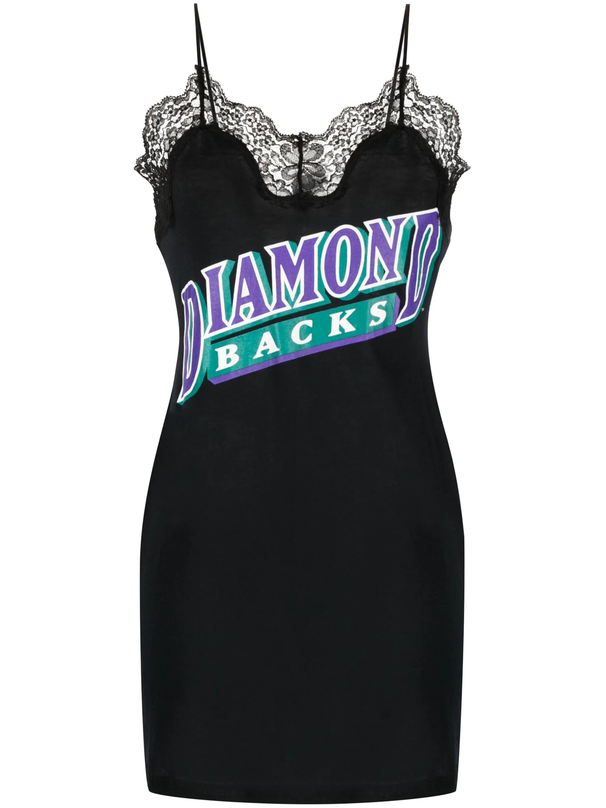 Reconstituted lace-trim jersey minidress