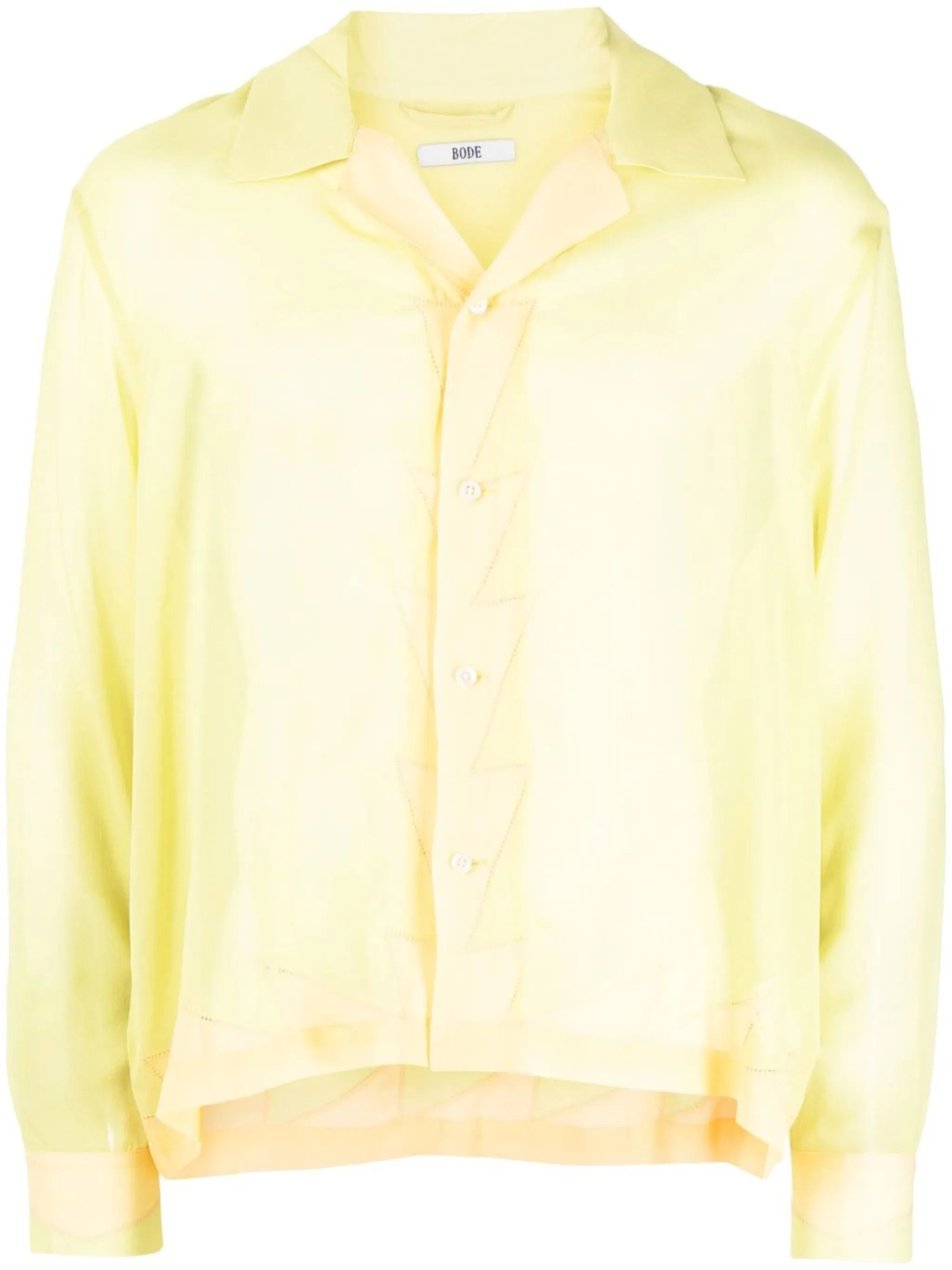 geometric-panneled silk shirt