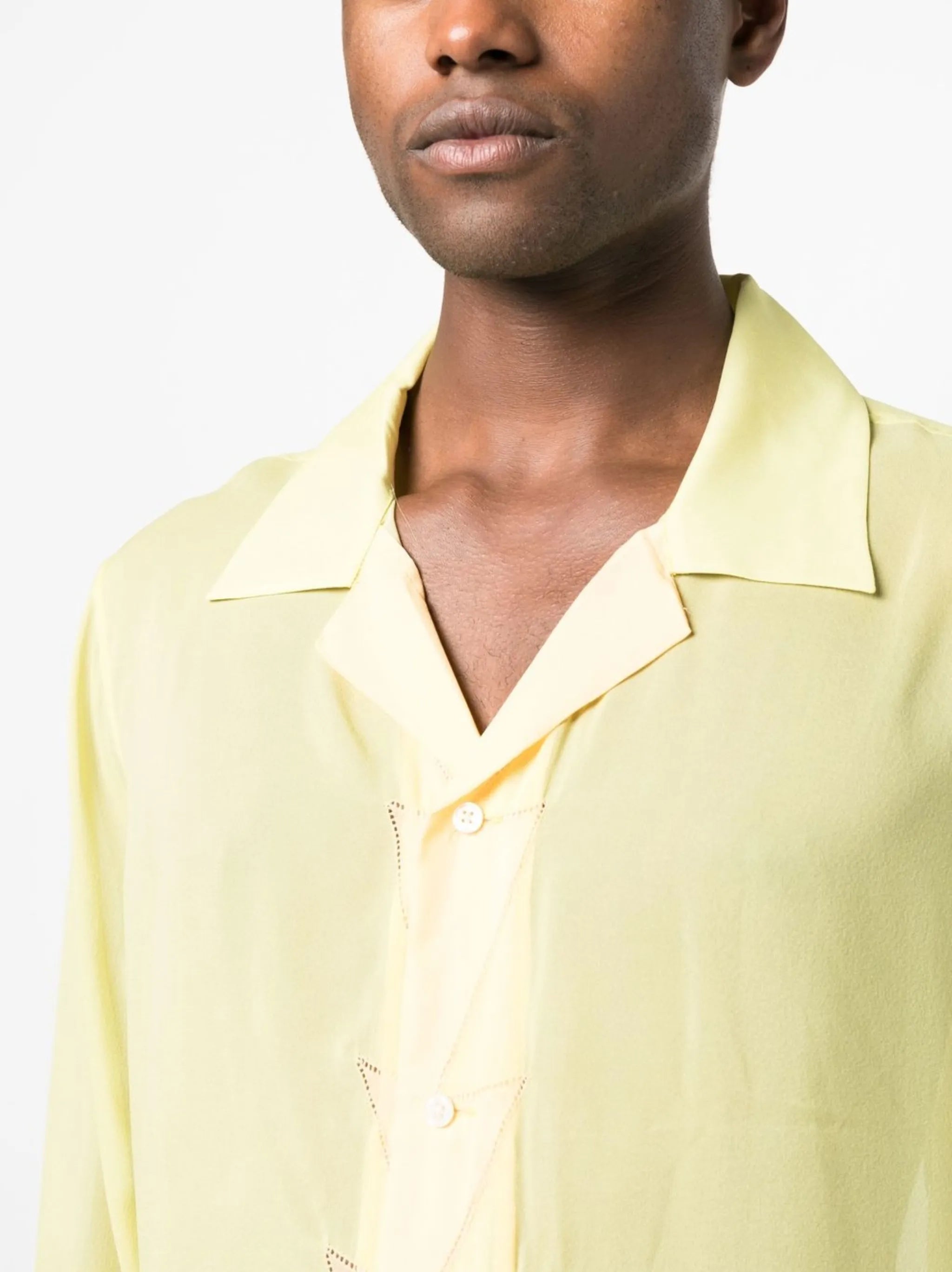 geometric-panneled silk shirt