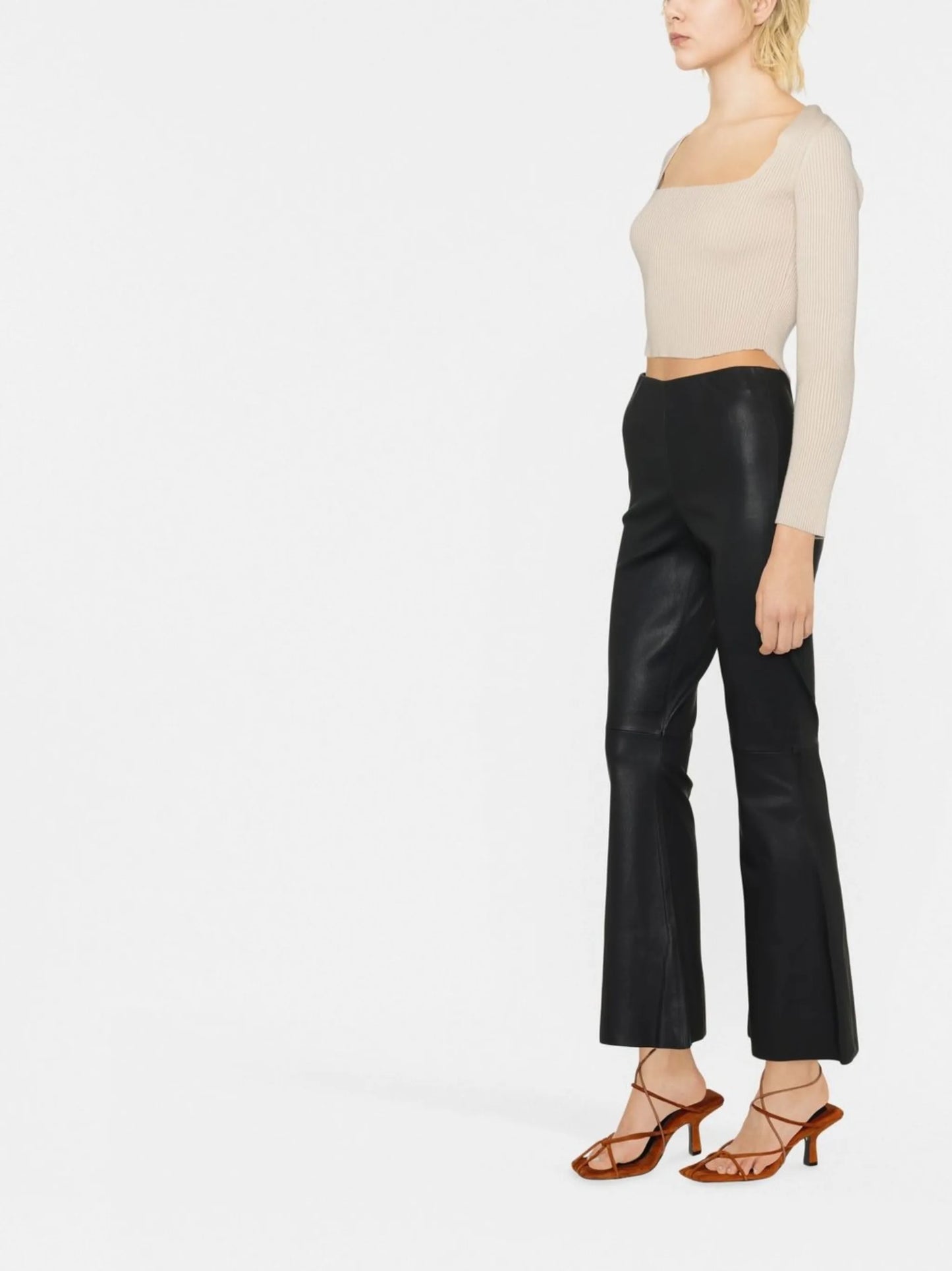 Evyline cropped leather trousers