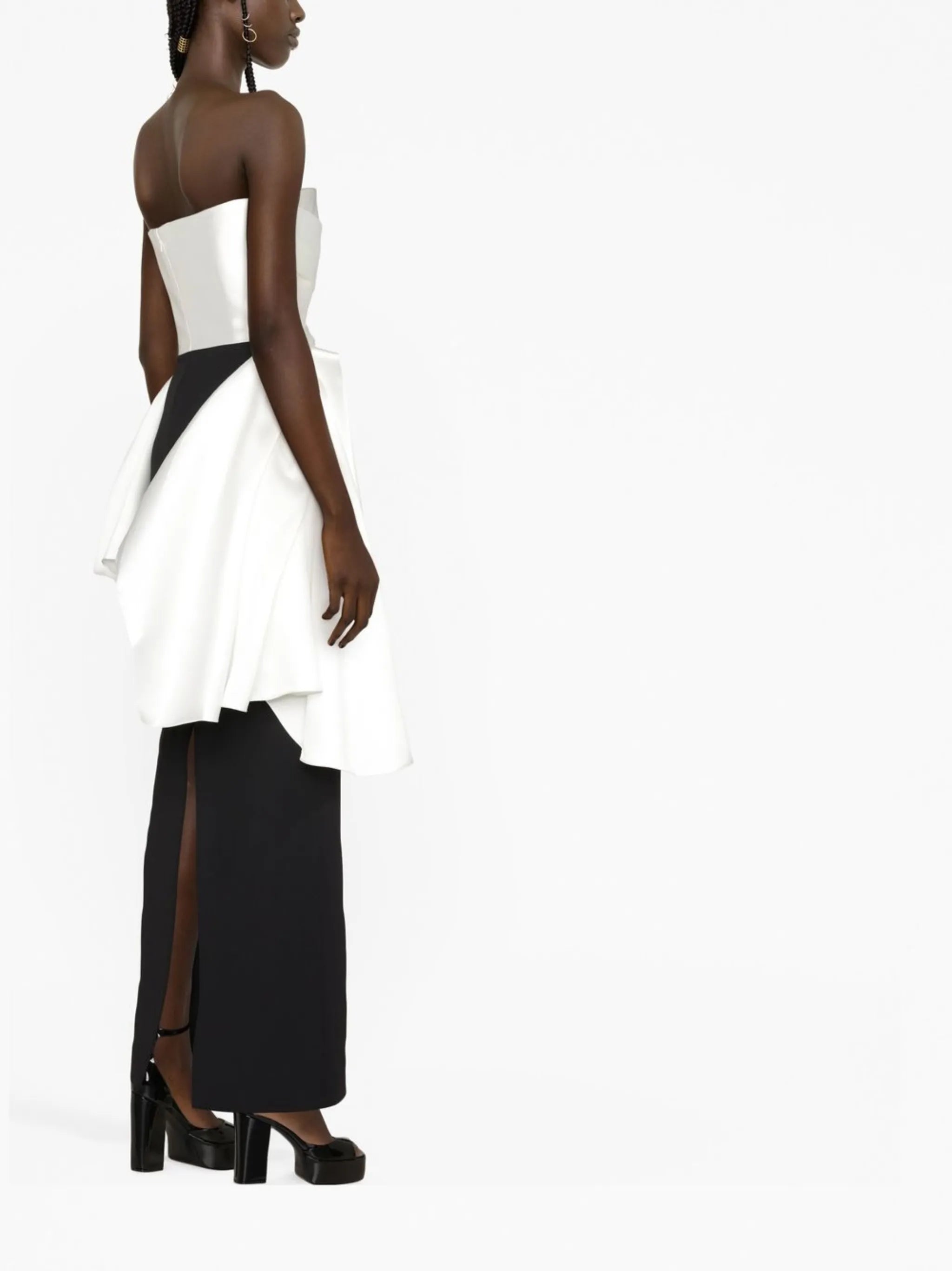 The Darra strapless draped gown