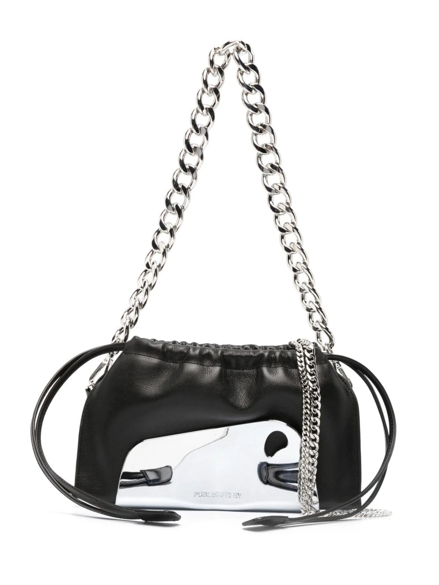 engraved-logo drawstring shoulder bag