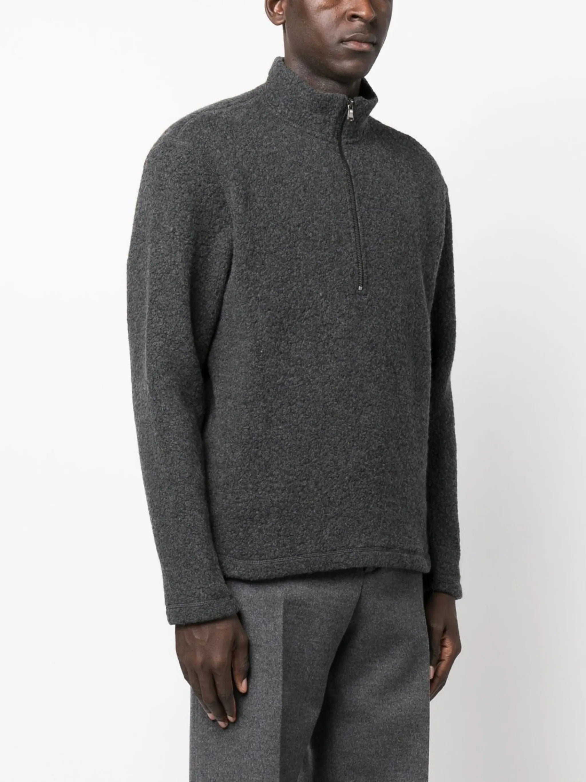 half-zip front fleece sweatshirt