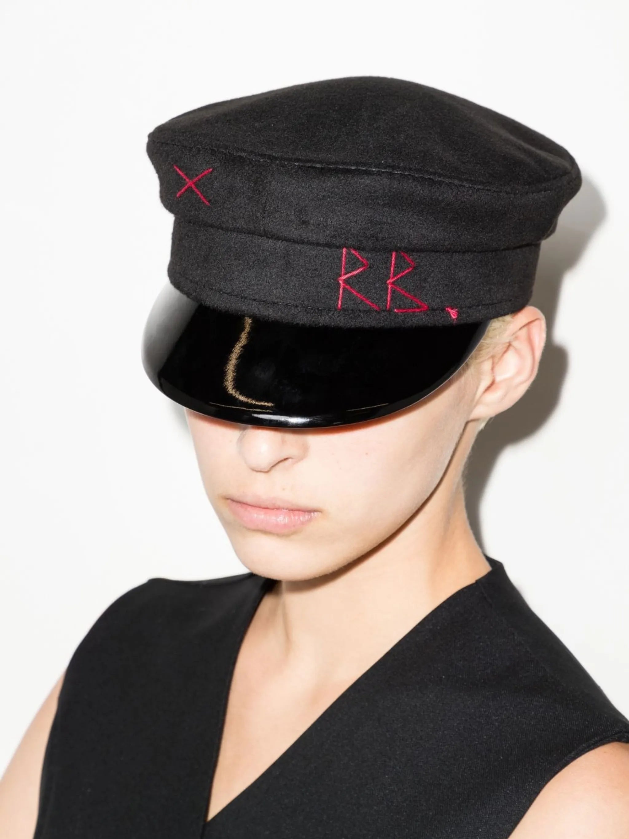 embroidered monogram baker boy hat