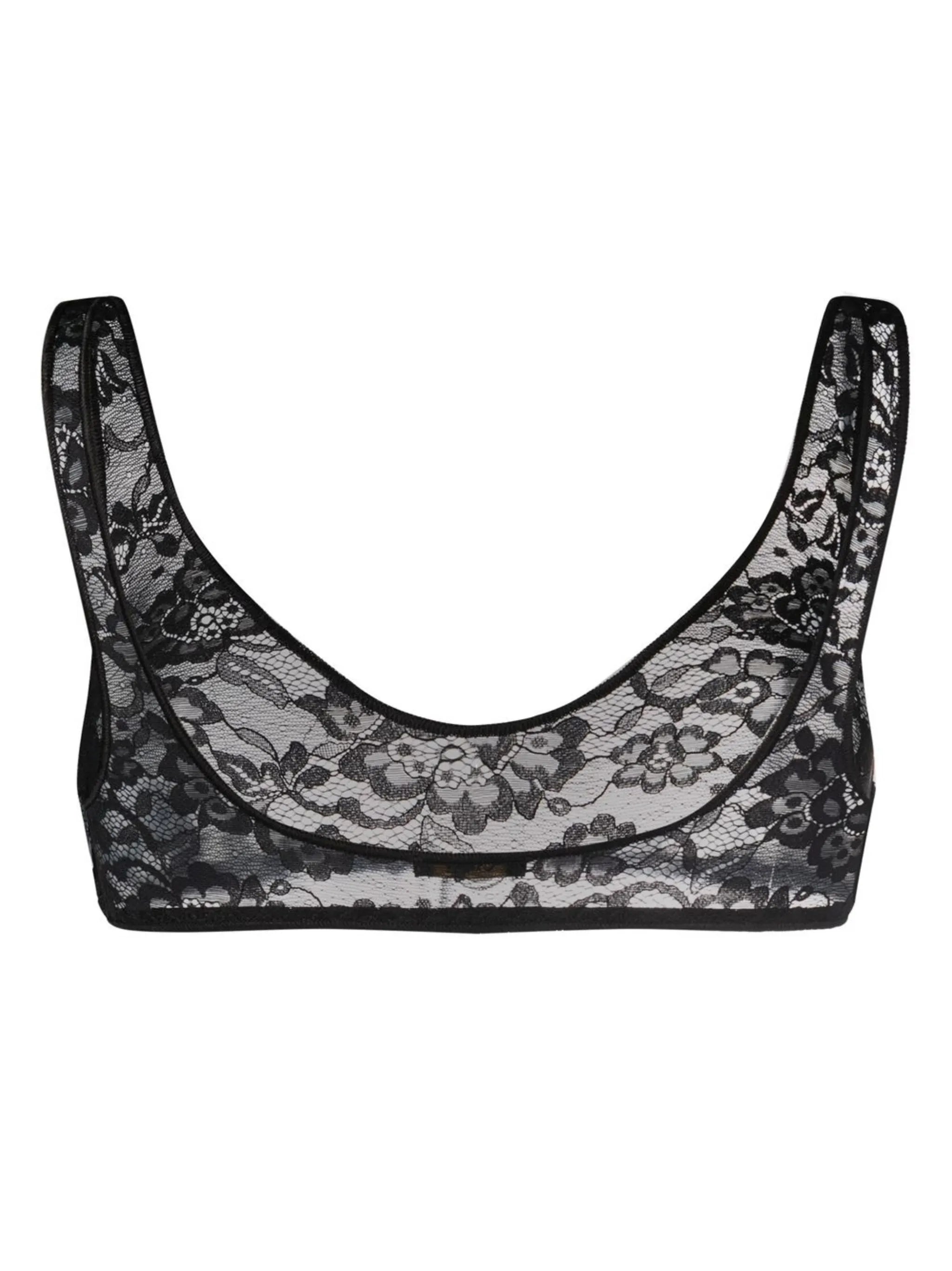 floral-lace scoop sports bra