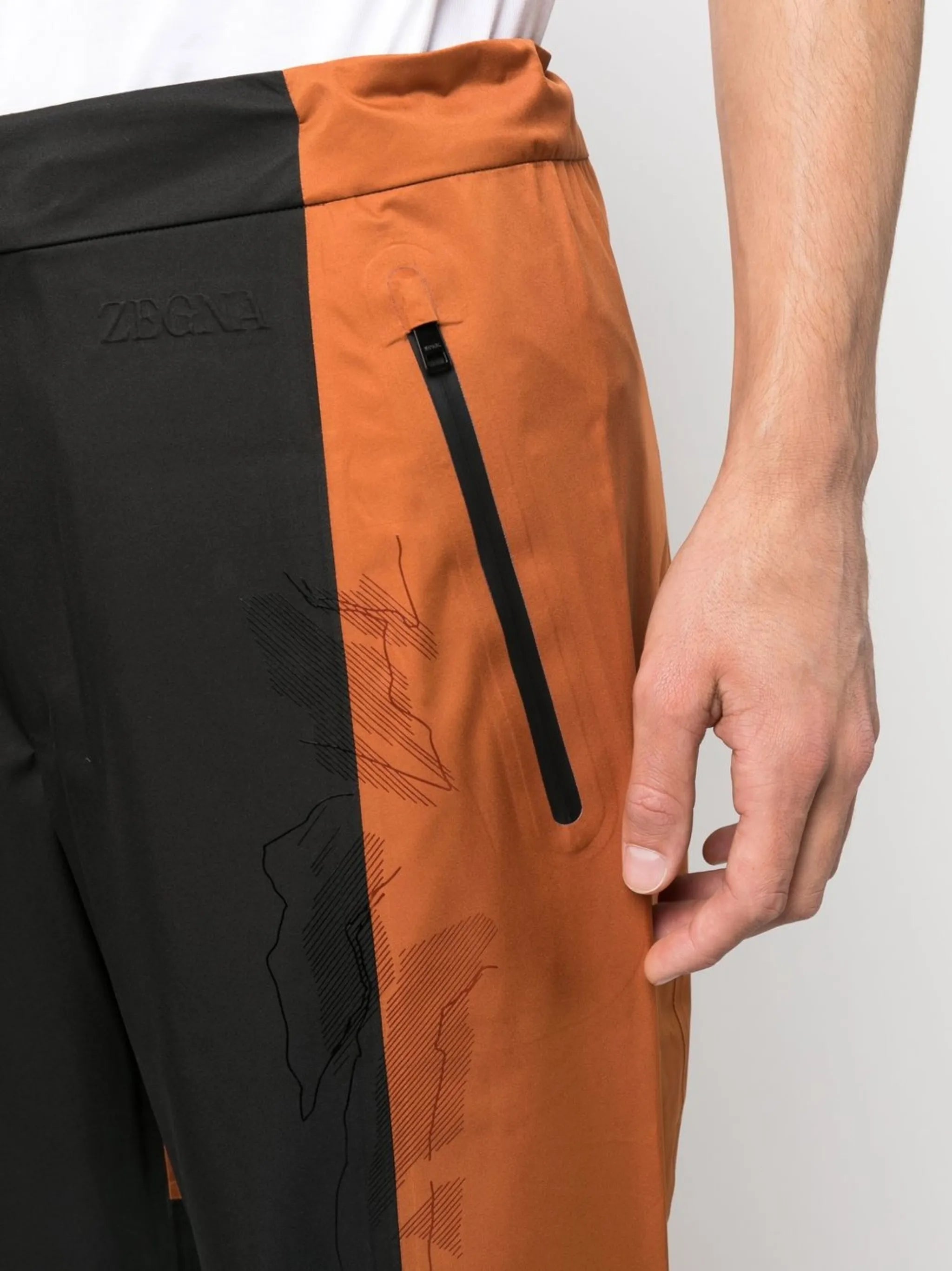 toggle-cuff straight-leg trousers