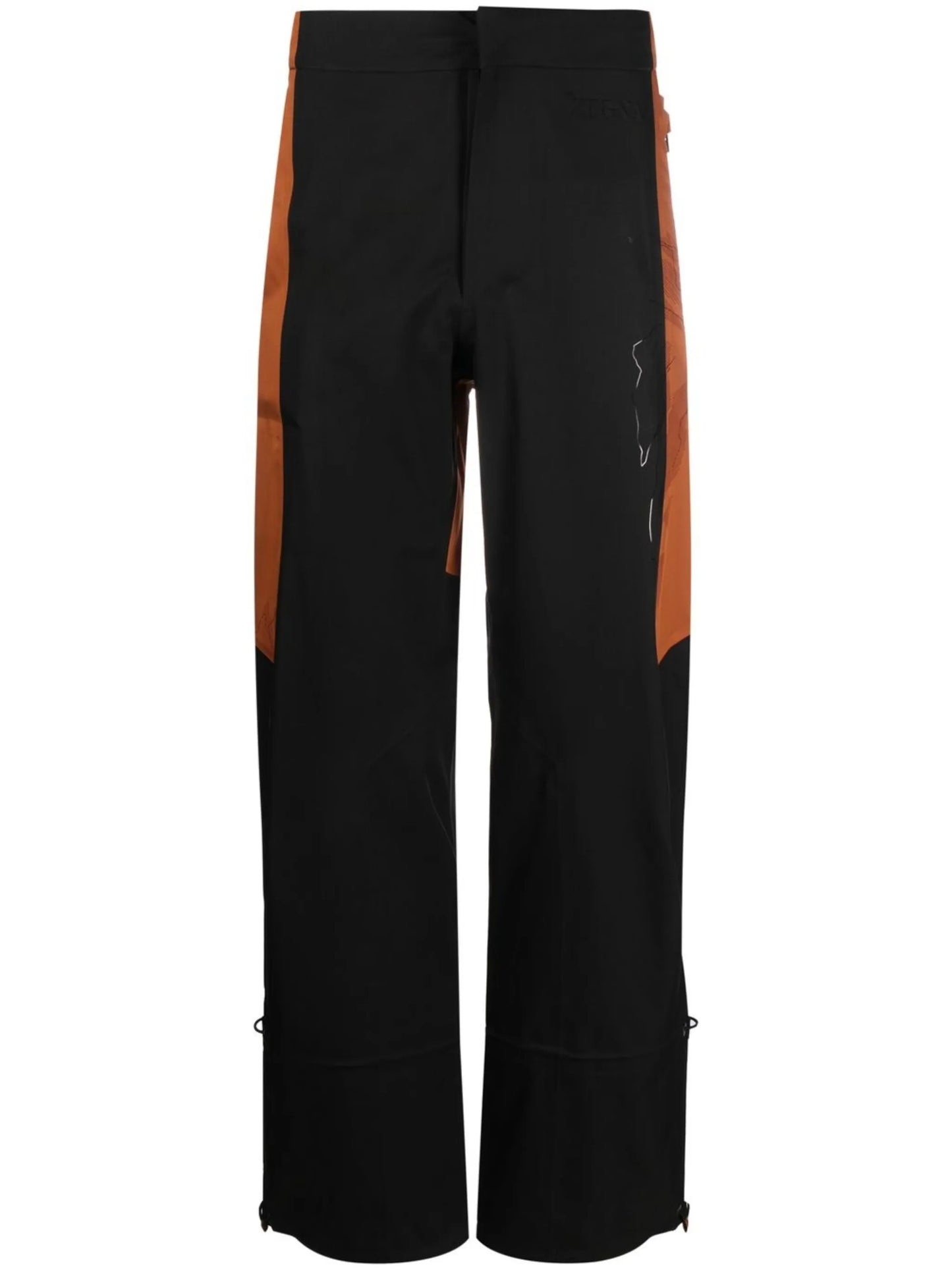 toggle-cuff straight-leg trousers