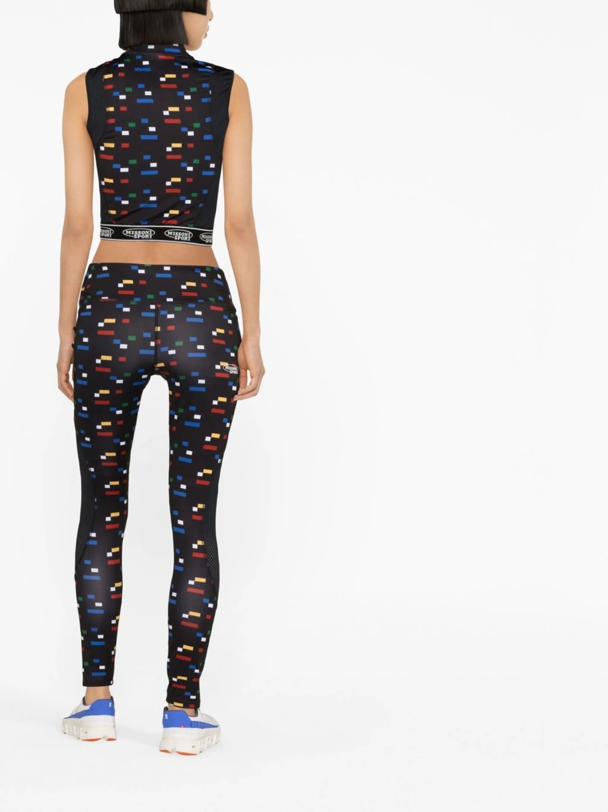 abstract-print logo-band crop top