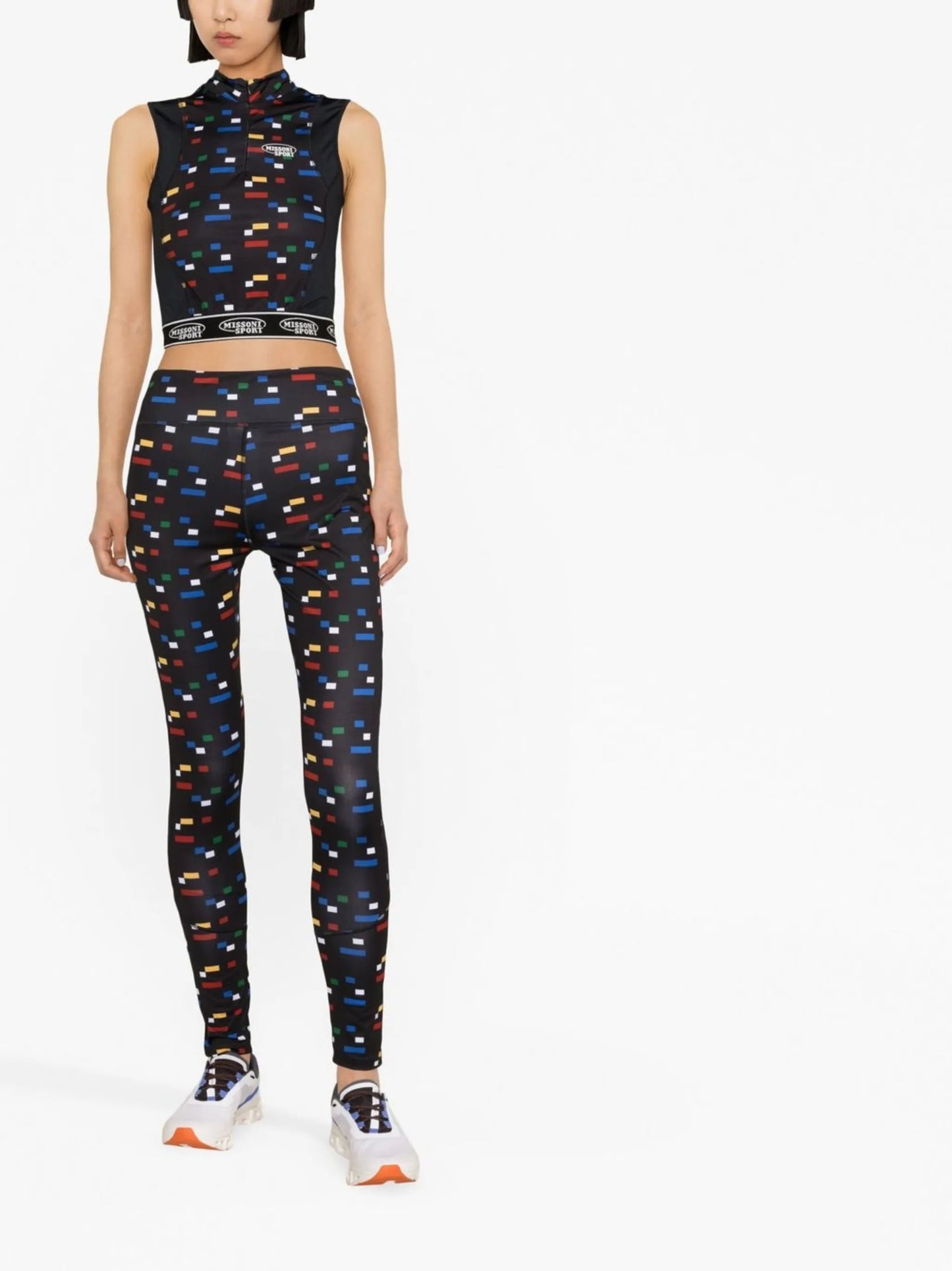 abstract-print logo-band crop top