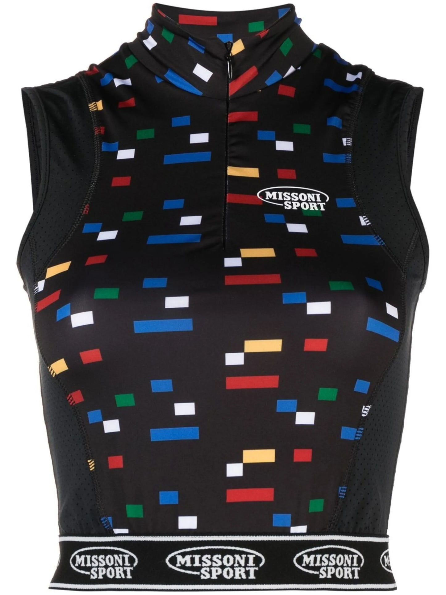 abstract-print logo-band crop top