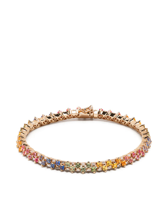 18kt yellow gold Princess Stack mini sapphire tennis bracelet