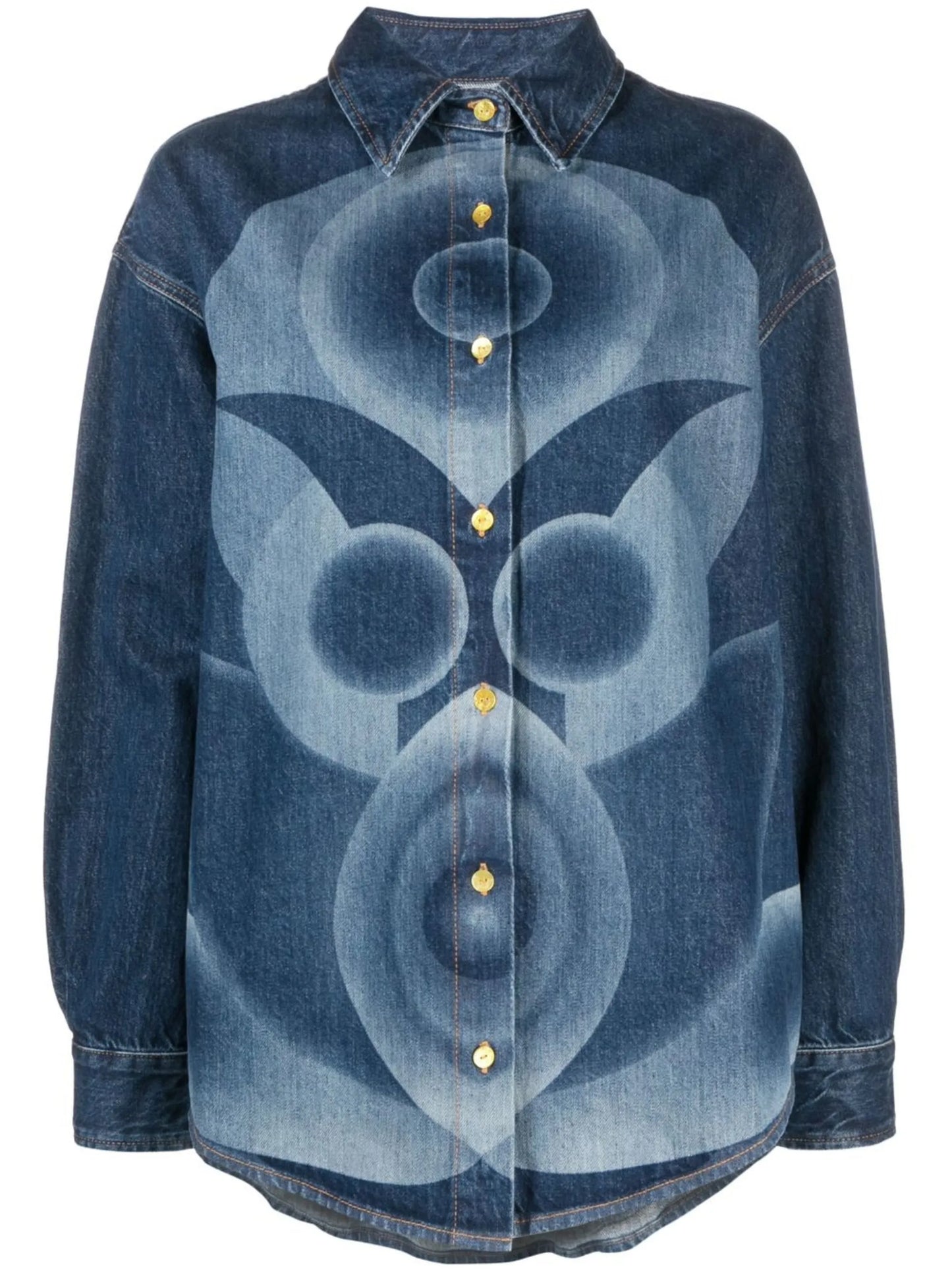 graphic-print denim shirt