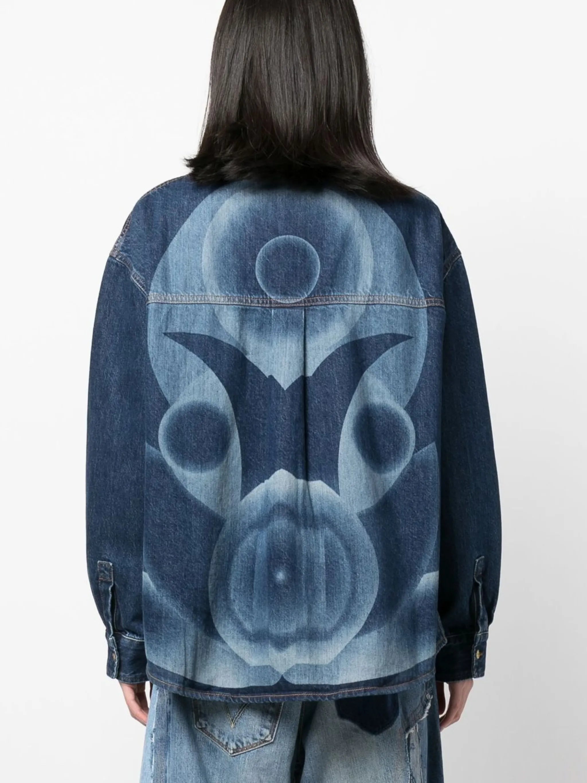 graphic-print denim shirt