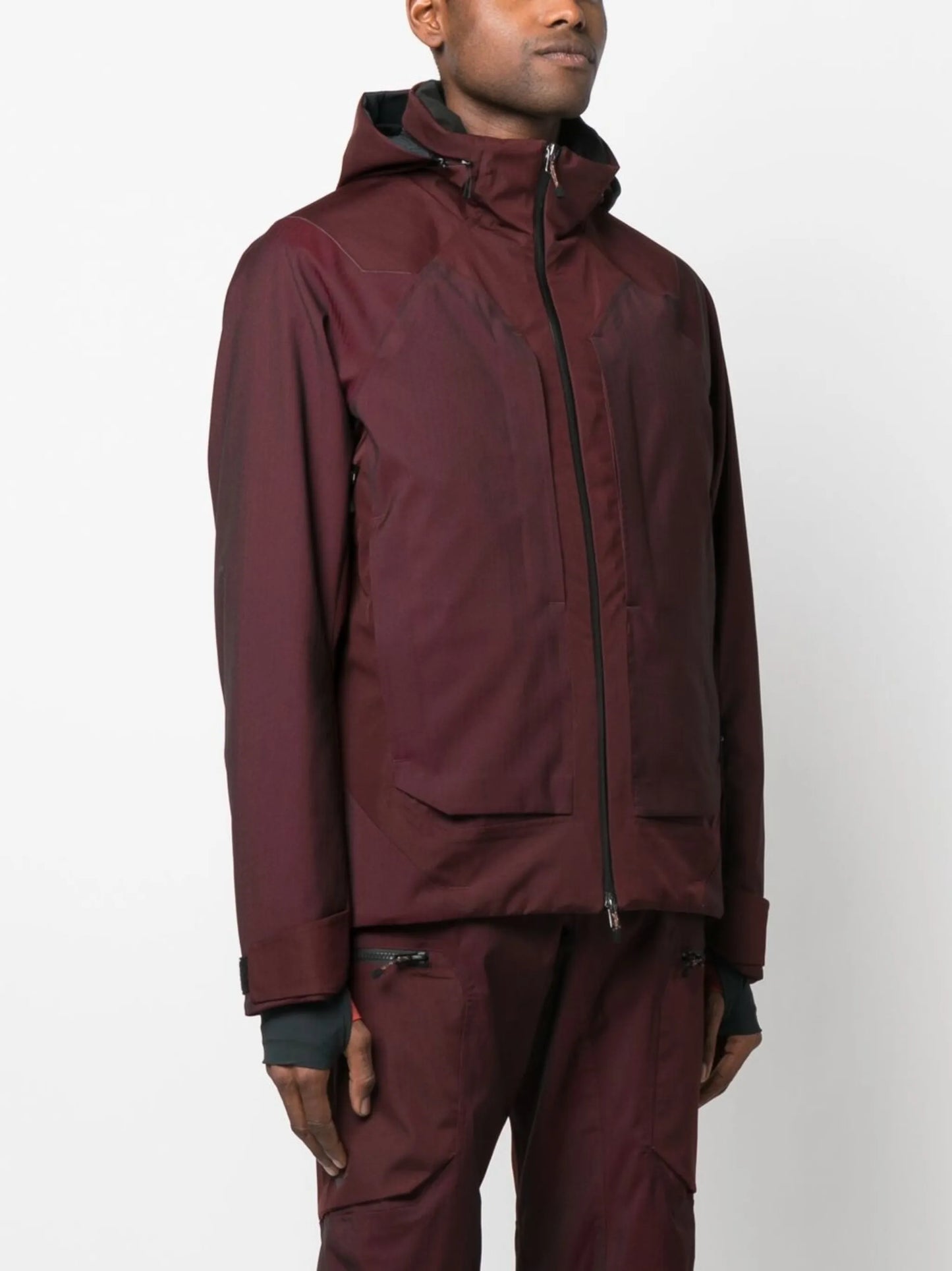 logo-print zip-up hooded jacket