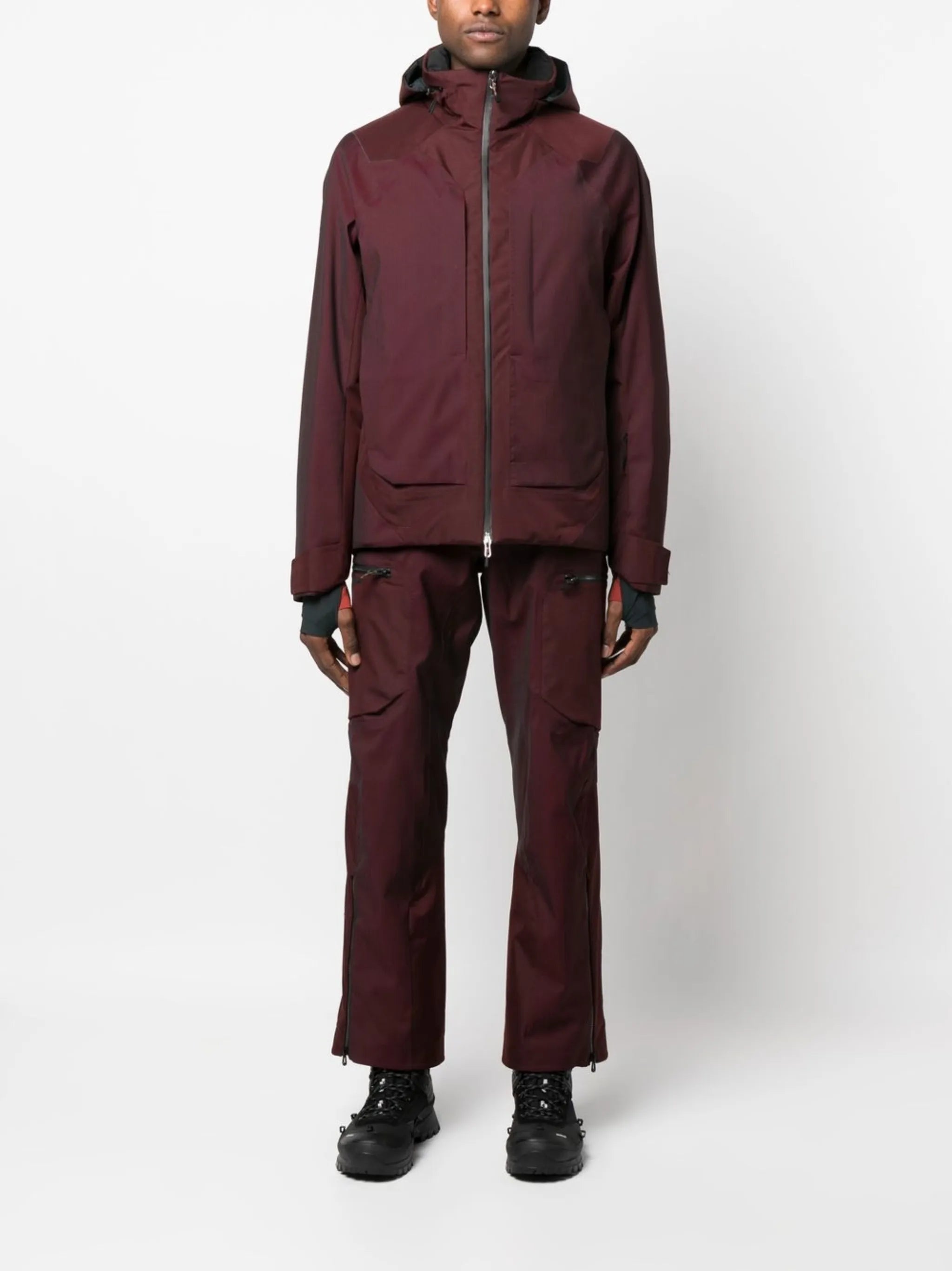 logo-print zip-up hooded jacket