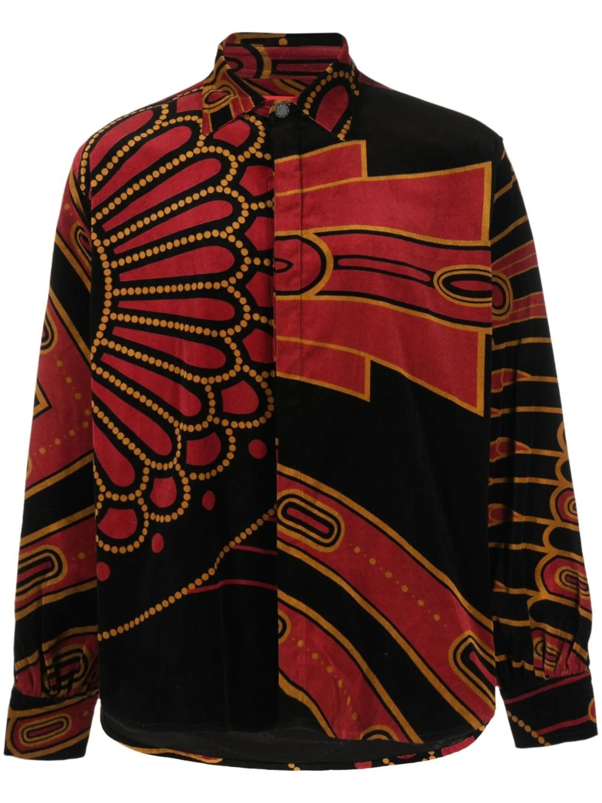 art deco-print velvet shirt