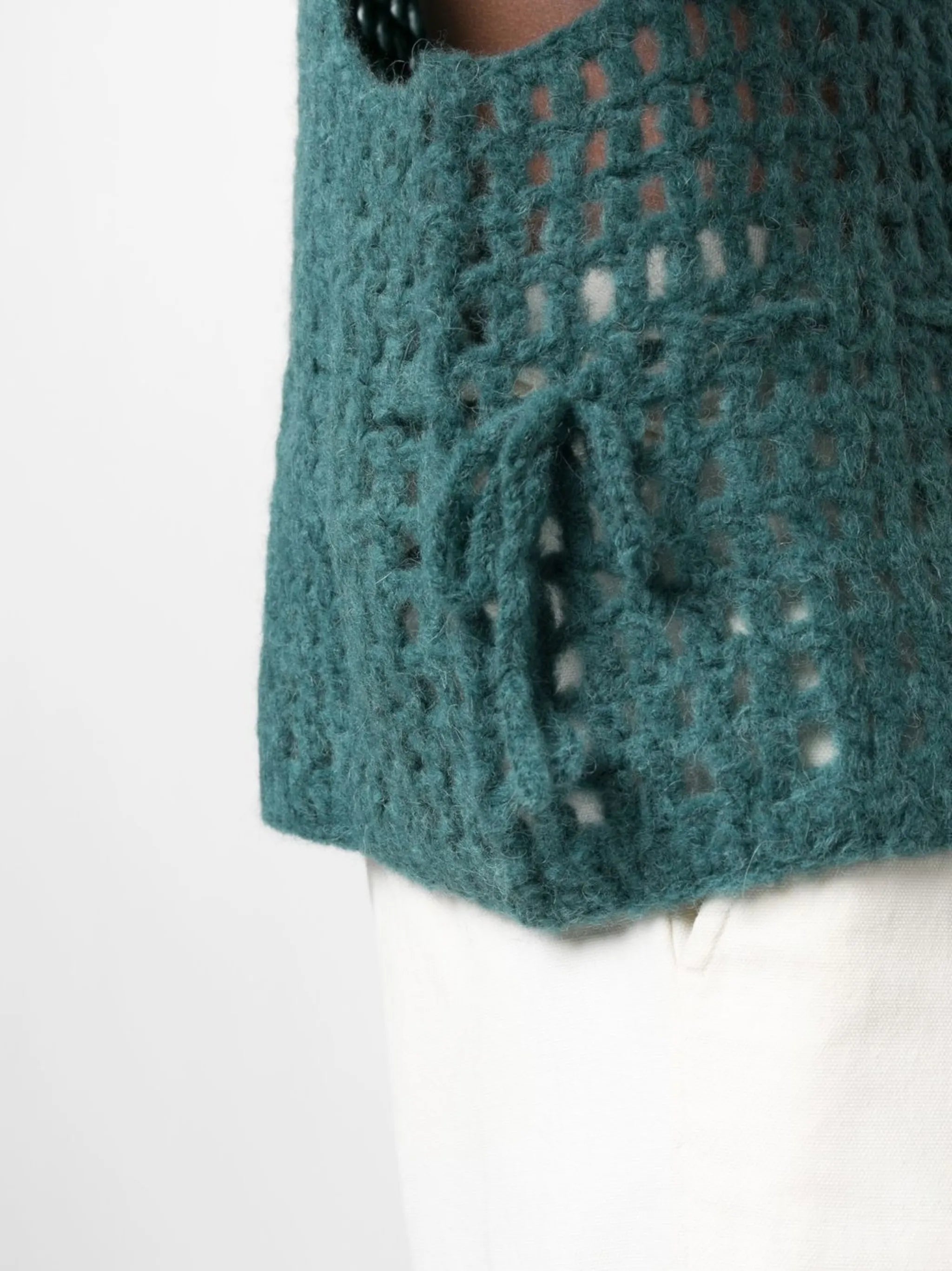 tie-fastening crochet vest