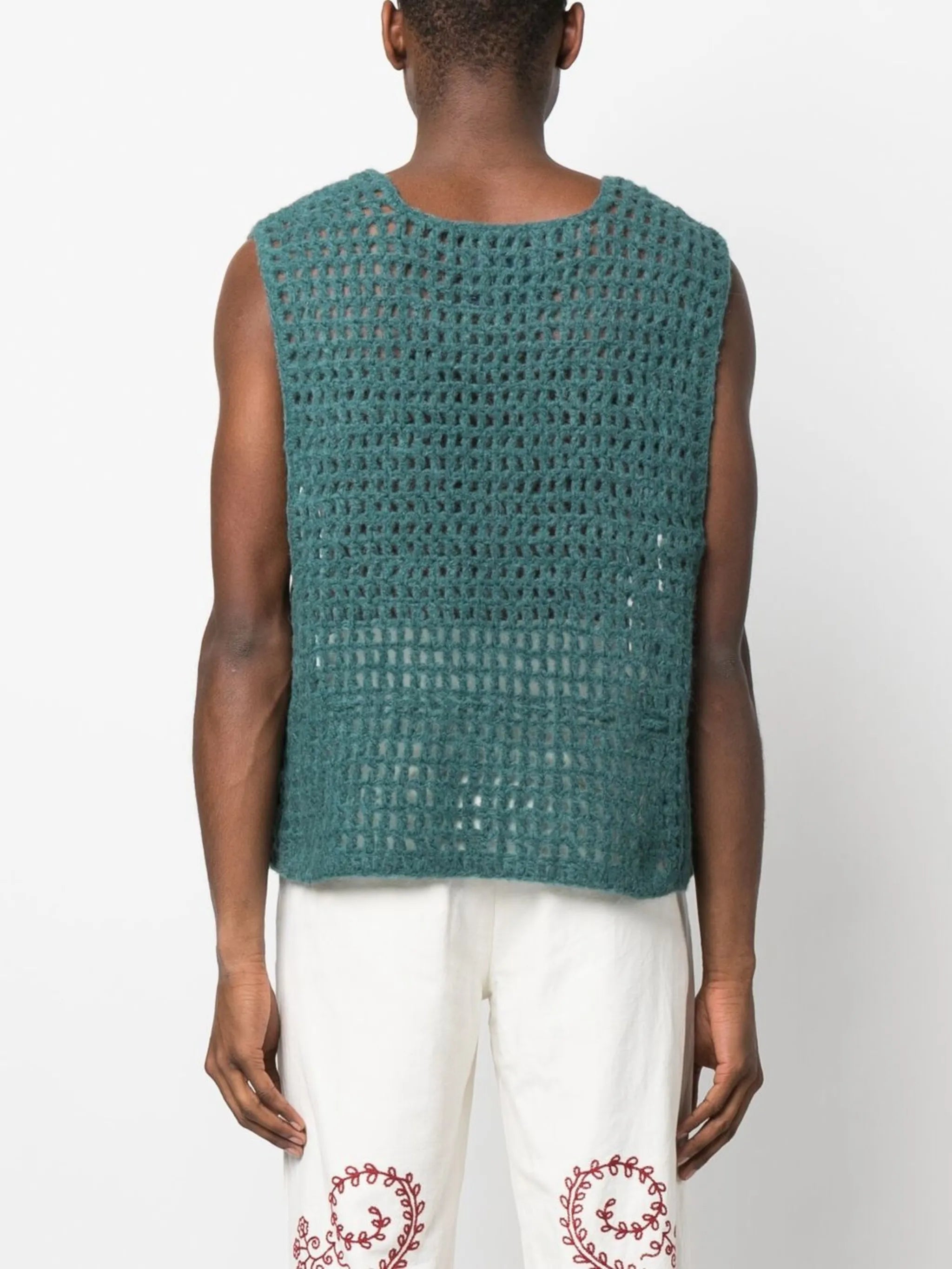 tie-fastening crochet vest