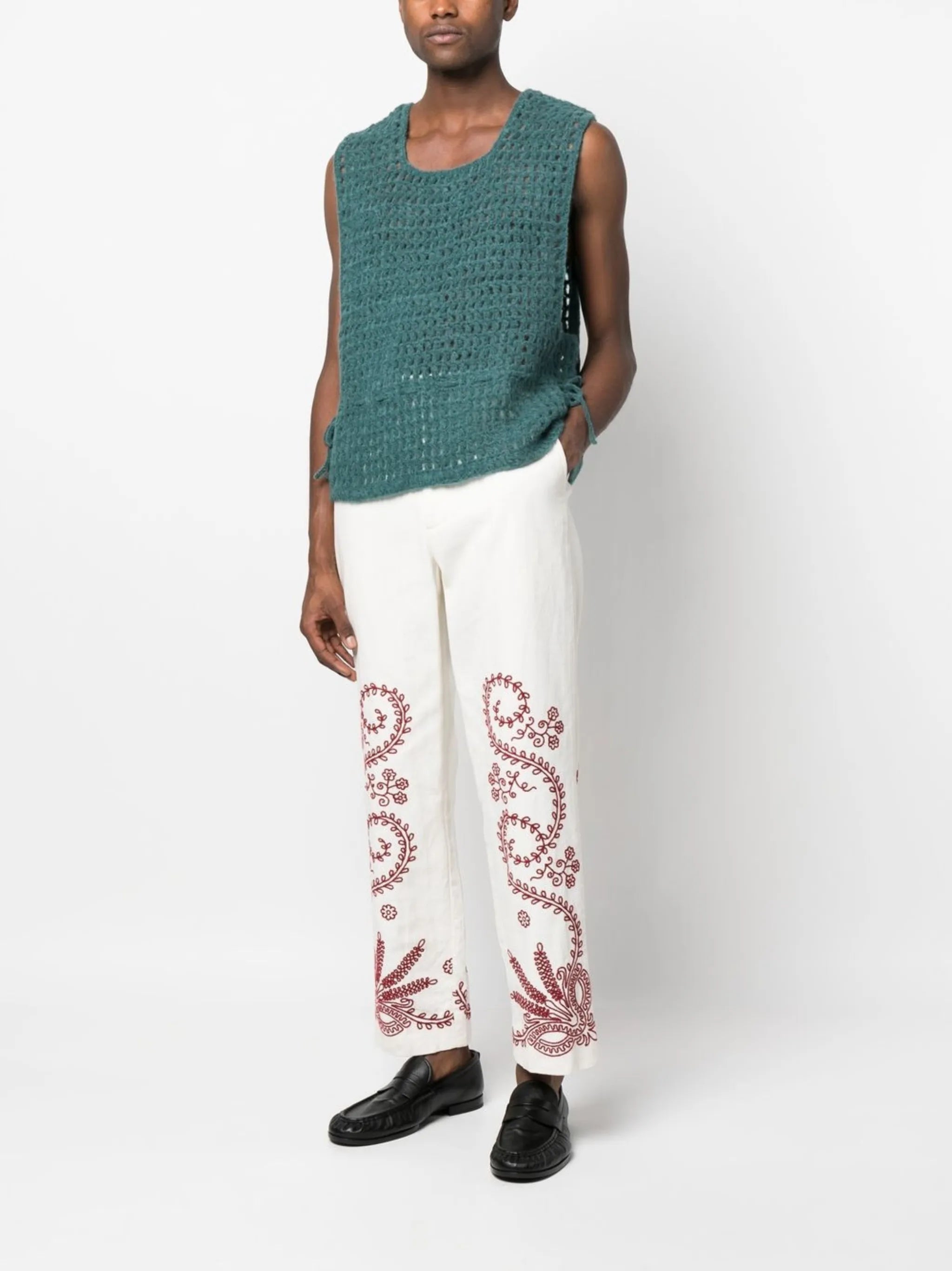 tie-fastening crochet vest
