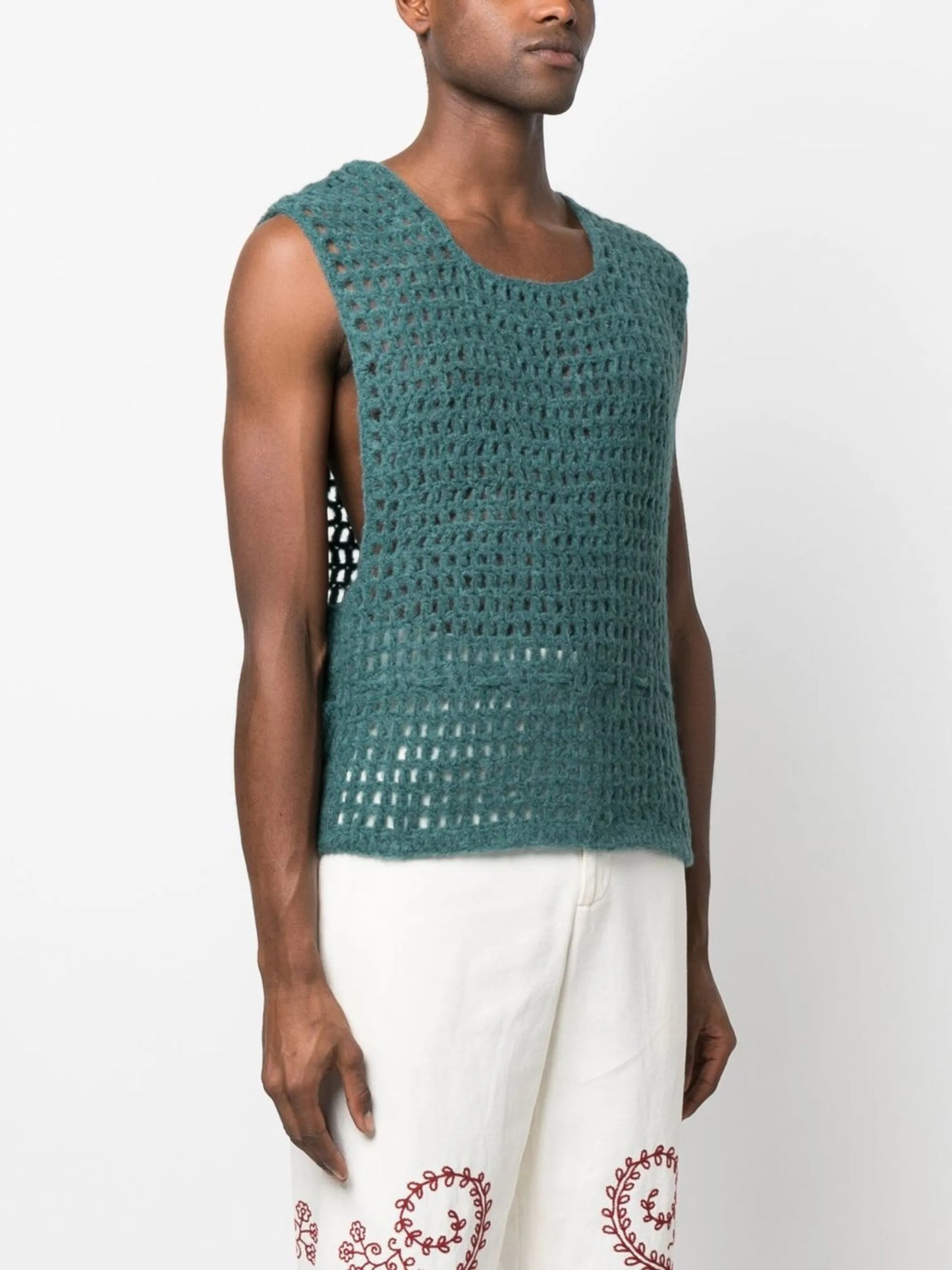 tie-fastening crochet vest